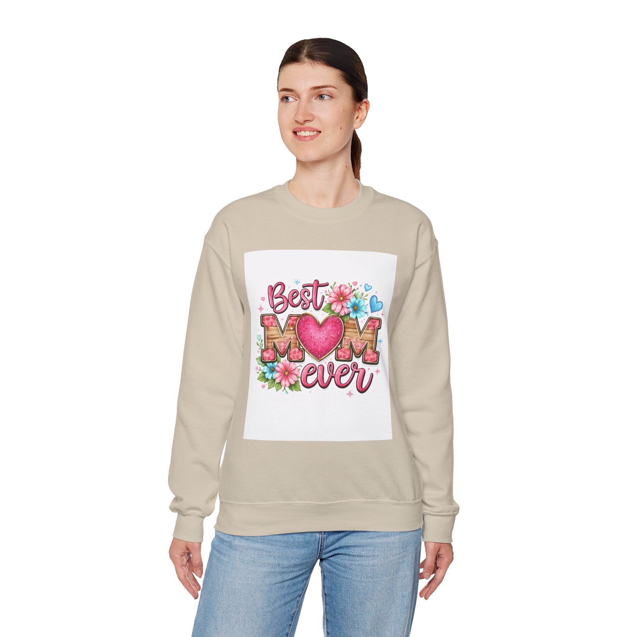 Best Mom Ever Crewneck Sweatshirt — Floral Heart Mother's Day Gift