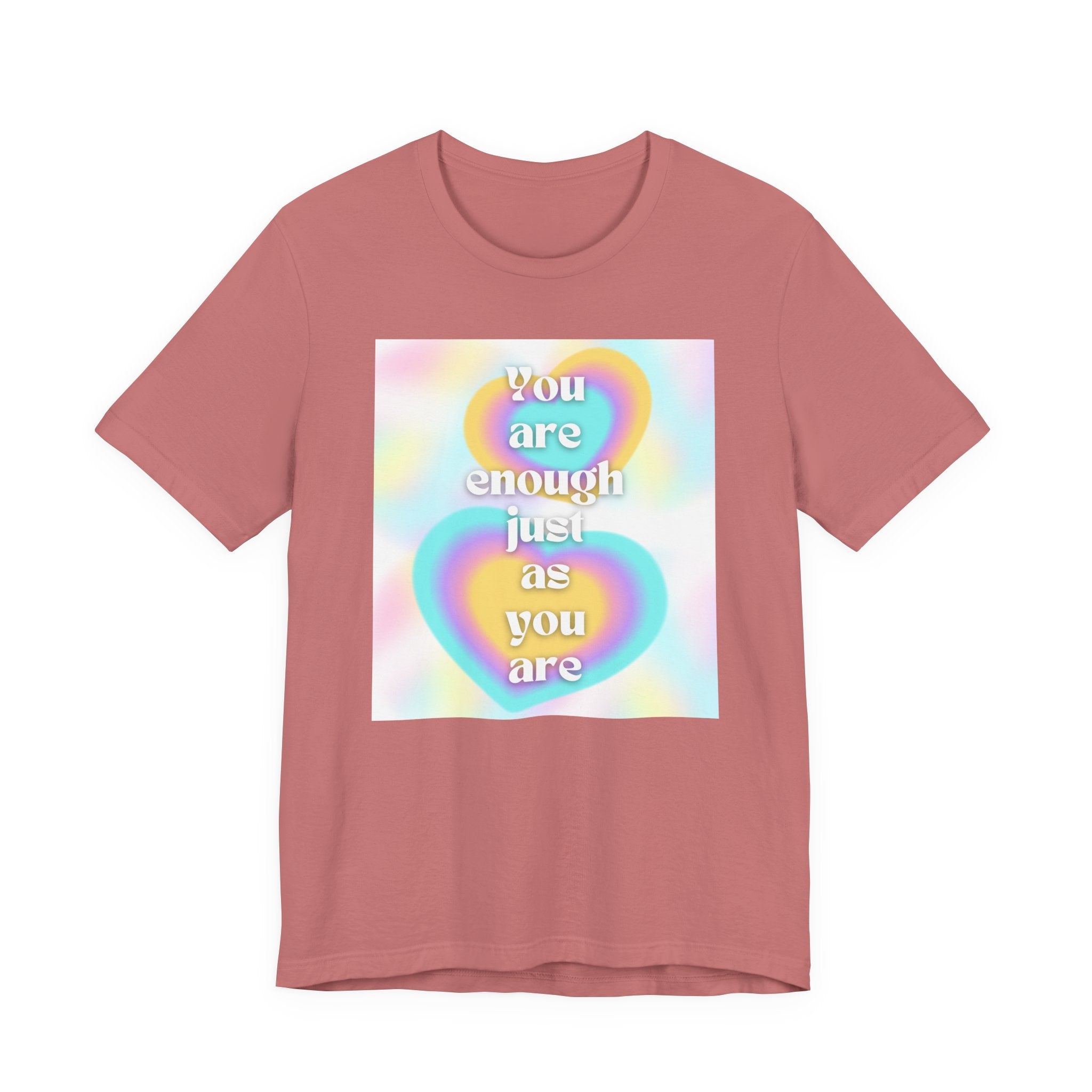 You Are Enough Pastel Heart Tee — Affirmation Graphic T-Shirt