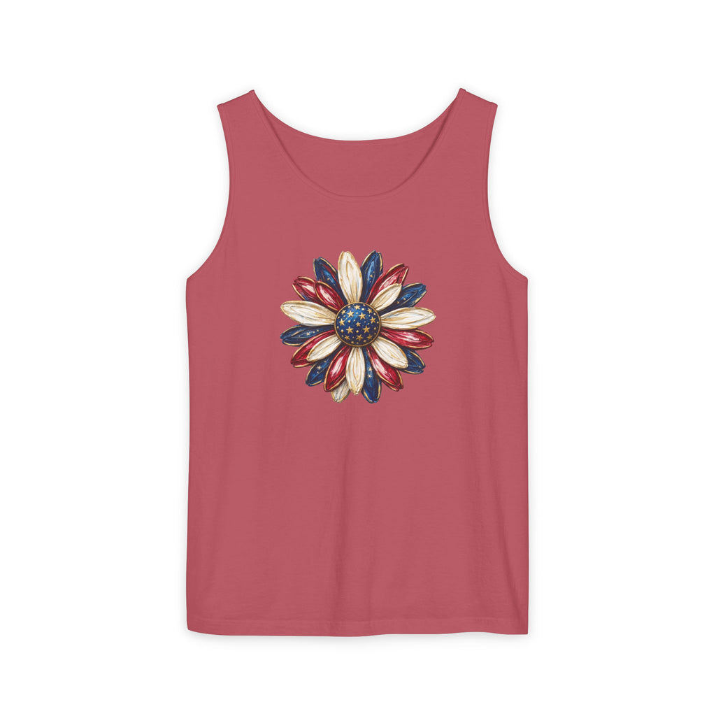 Patriotic Flower Tank Top — Red White Blue Daisy Graphic