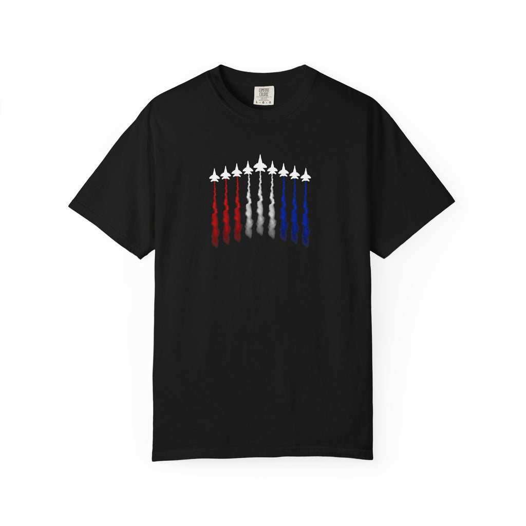 Patriotic Fighter Jets Tee | Red White Blue Jet Trails T-shirt