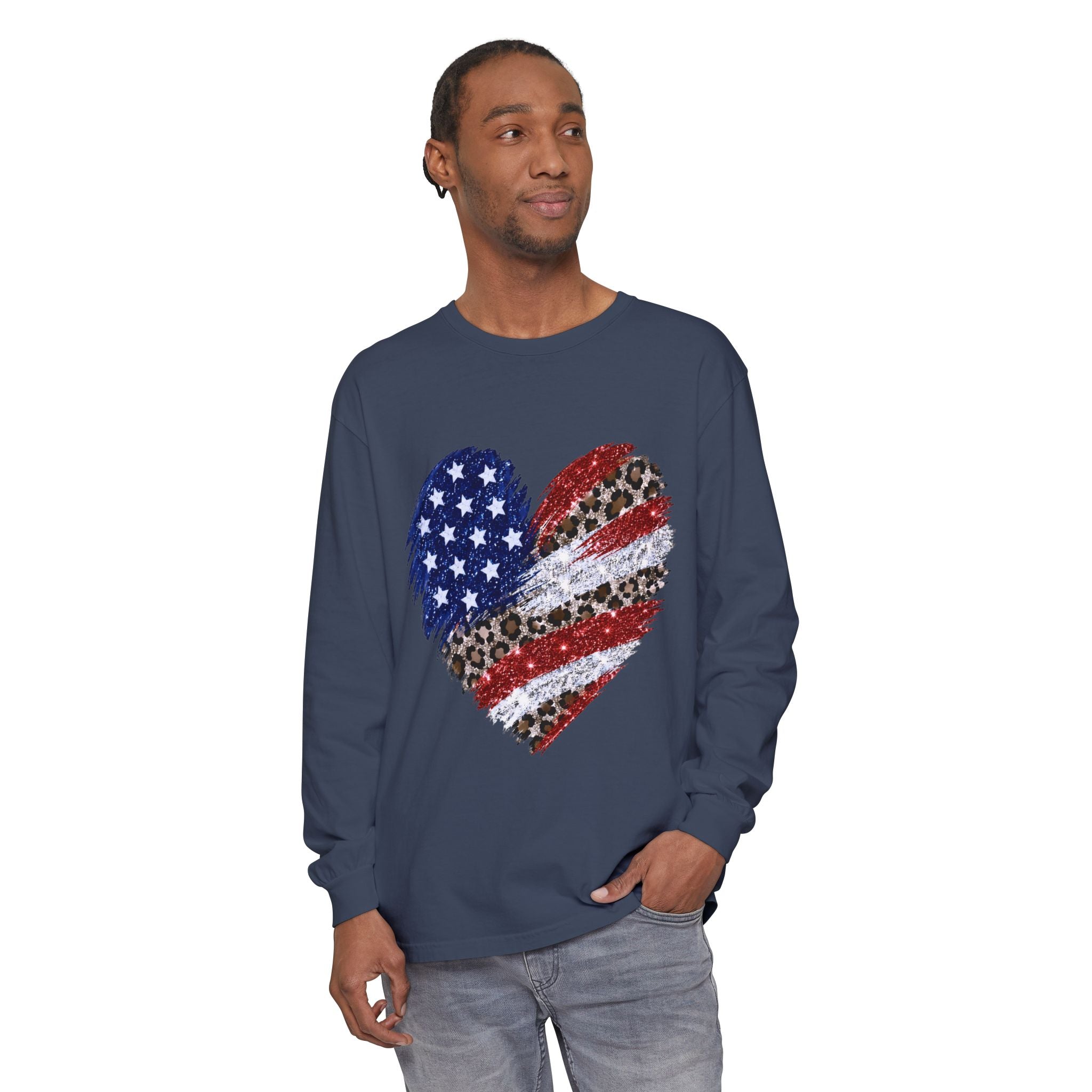 American Leopard Heart Long Sleeve Tee