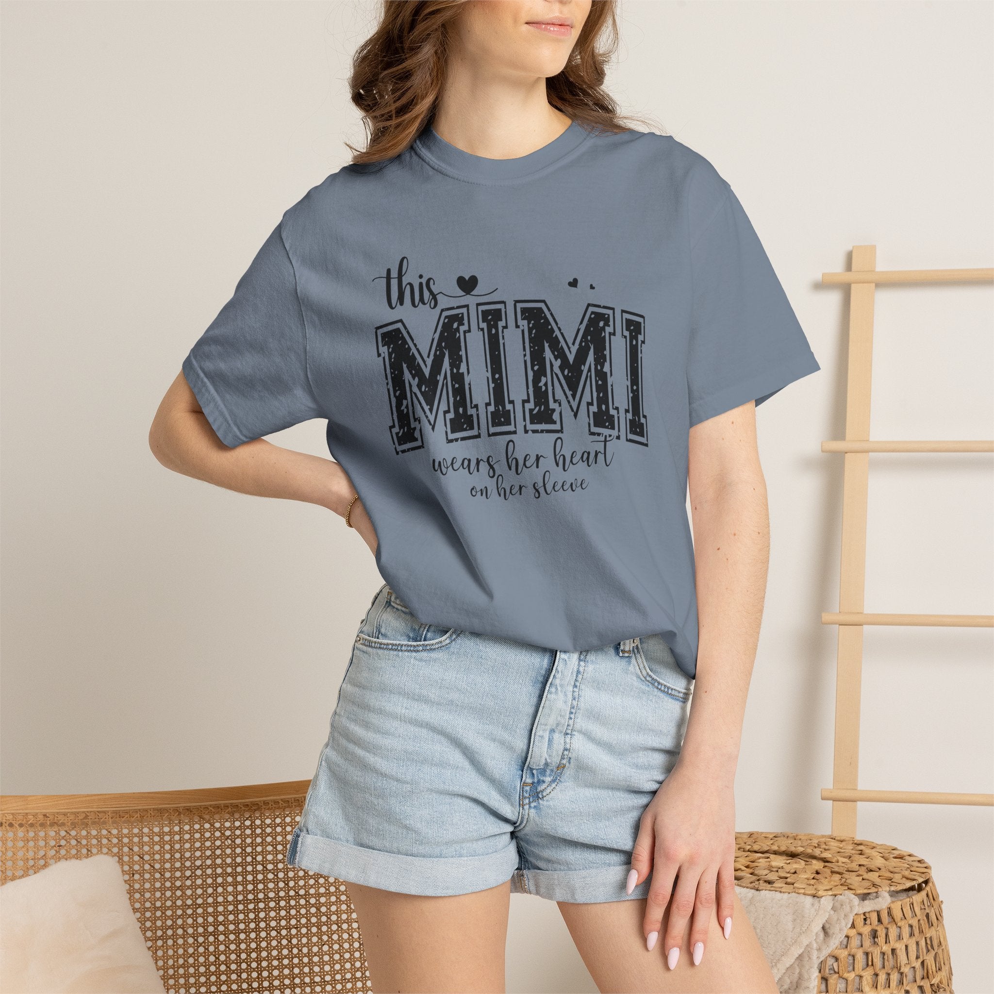 This Mimi T-Shirt — "This MIMI Wears Her Heart on Her Sleeve" Grandmother Gift Tee