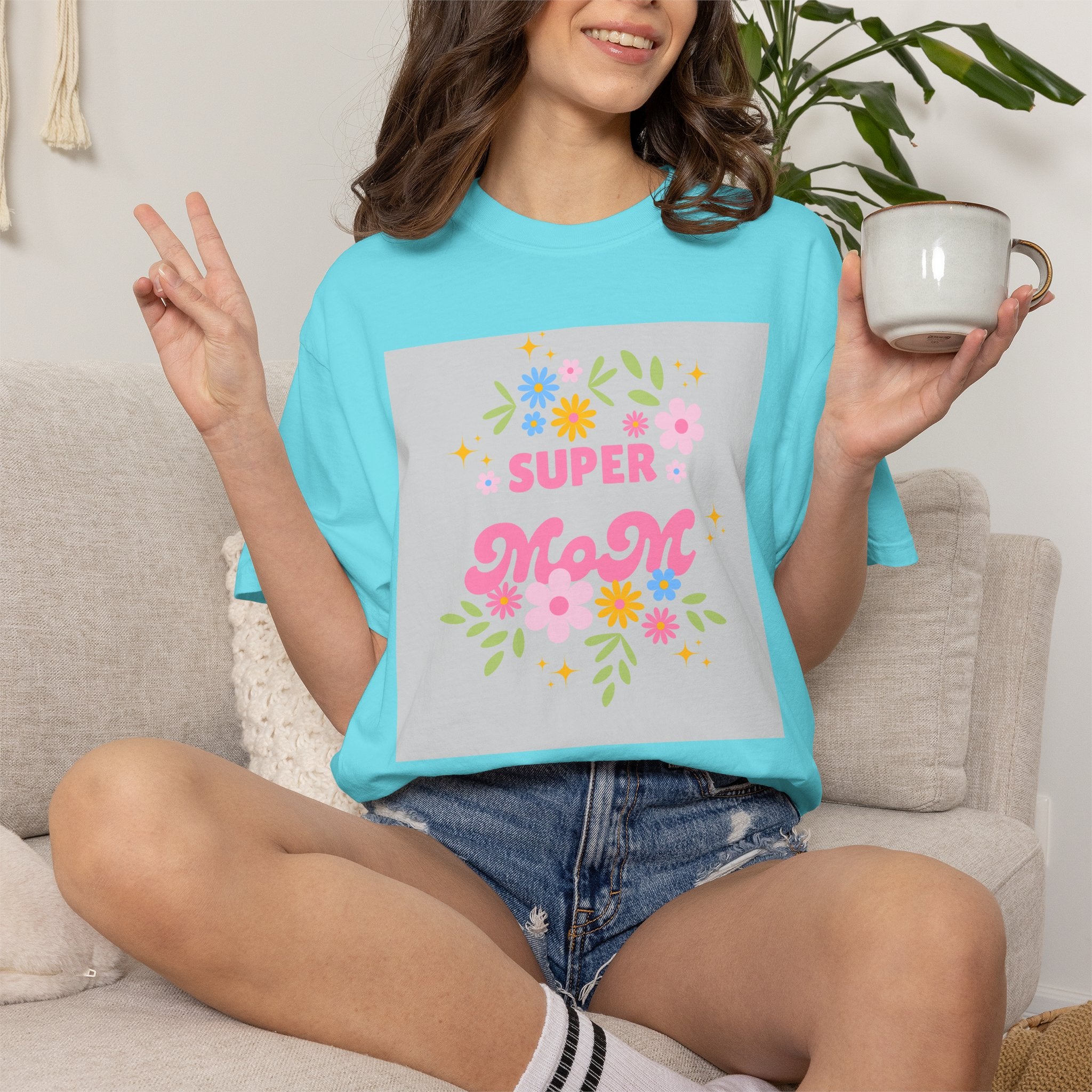 Mom T-Shirt - "Super Mom" Floral Mother's Day Tee