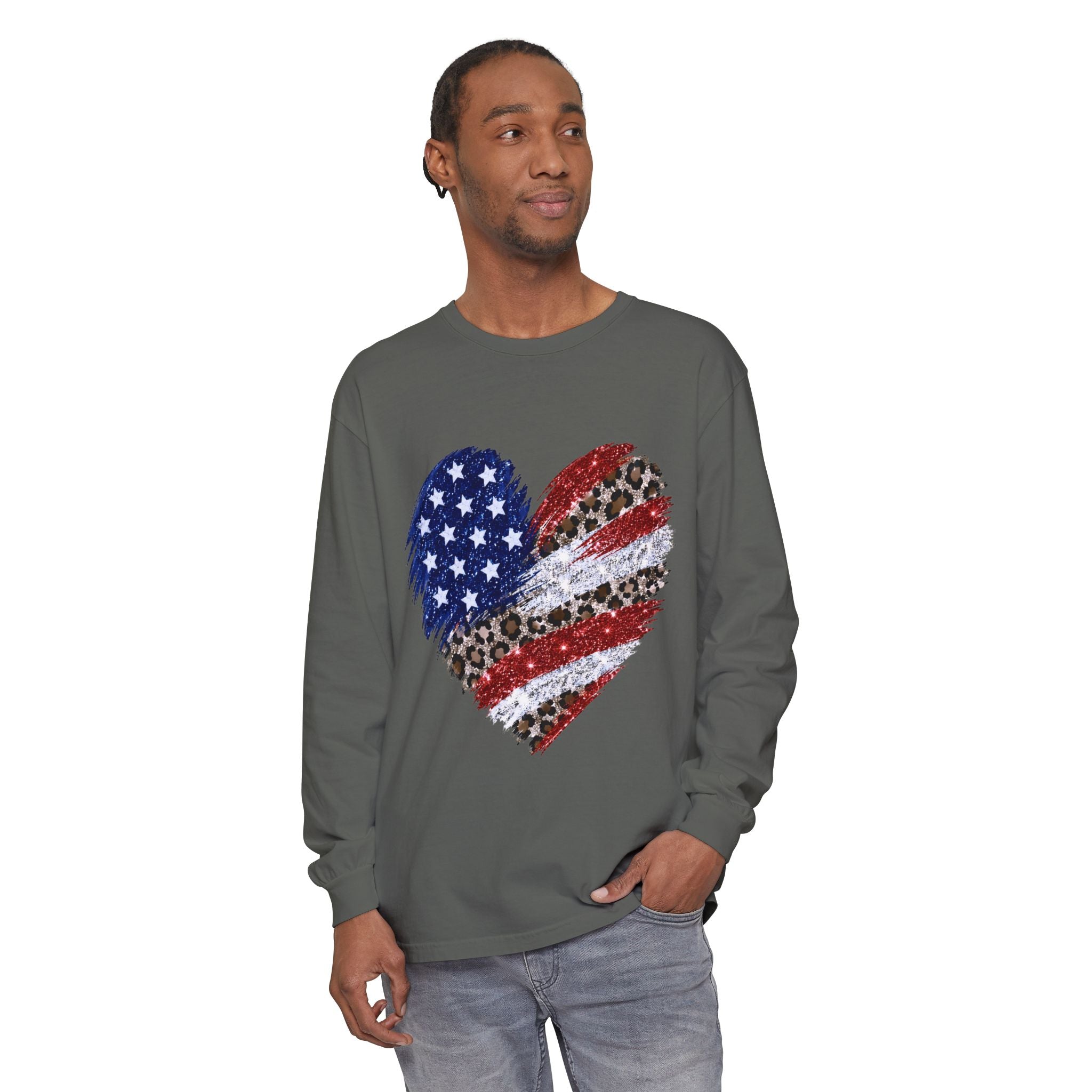 American Leopard Heart Long Sleeve Tee