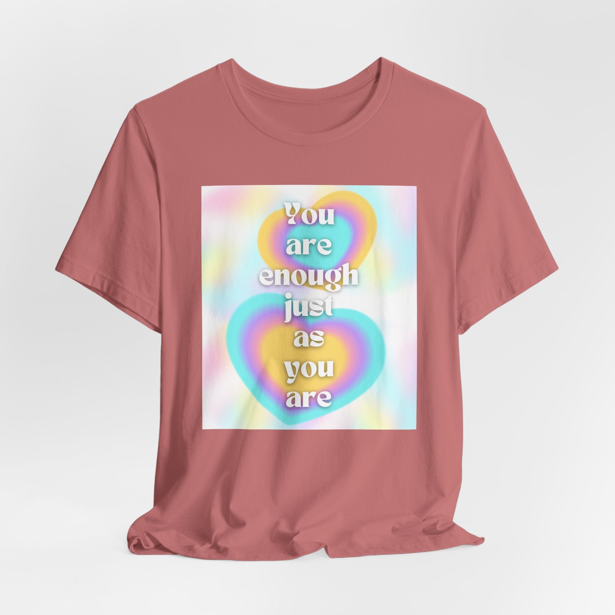 You Are Enough Pastel Heart Tee — Affirmation Graphic T-Shirt