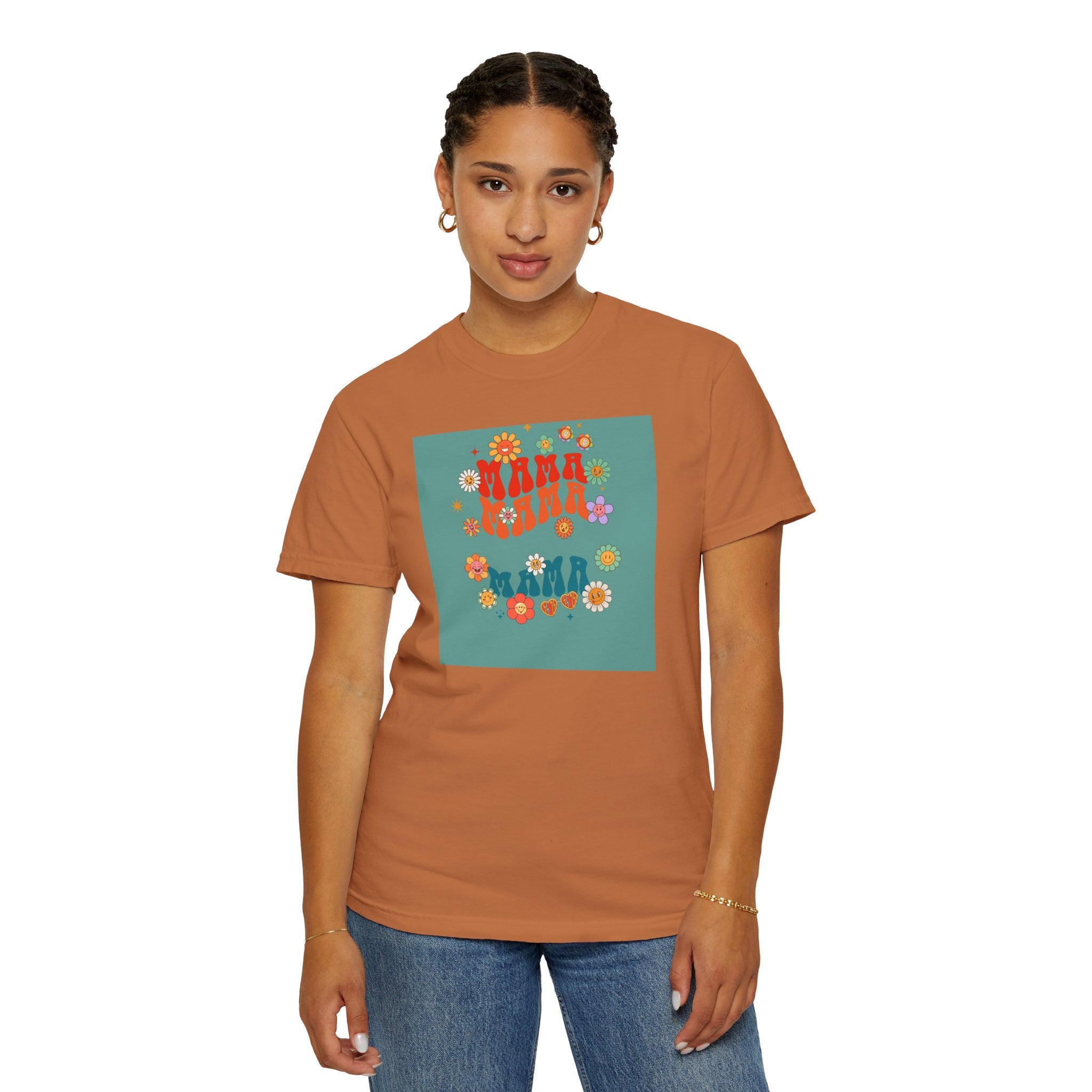 Flower Power Mama T-Shirt — Retro Floral "Mama" Graphic Tee
