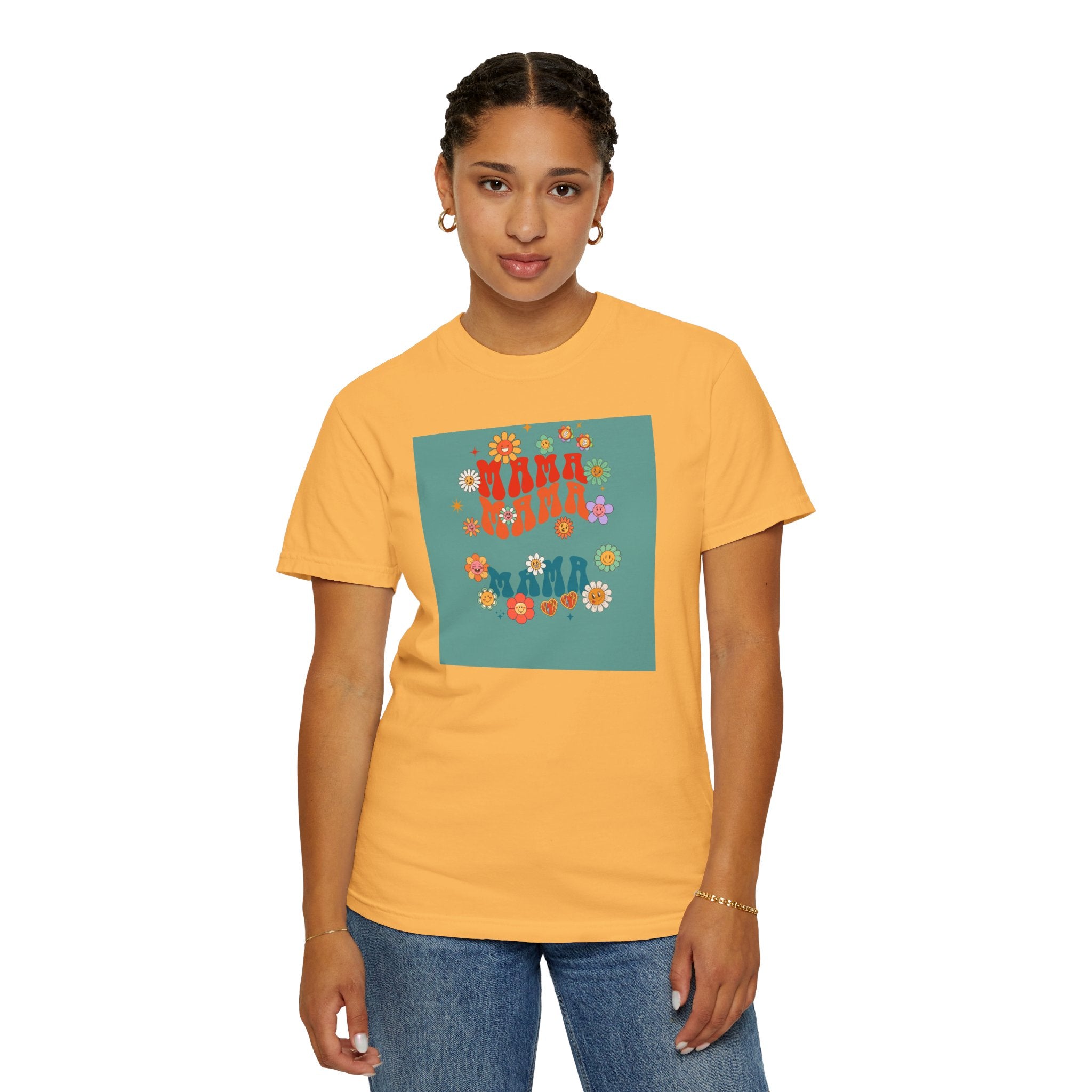 Flower Power Mama T-Shirt — Retro Floral "Mama" Graphic Tee