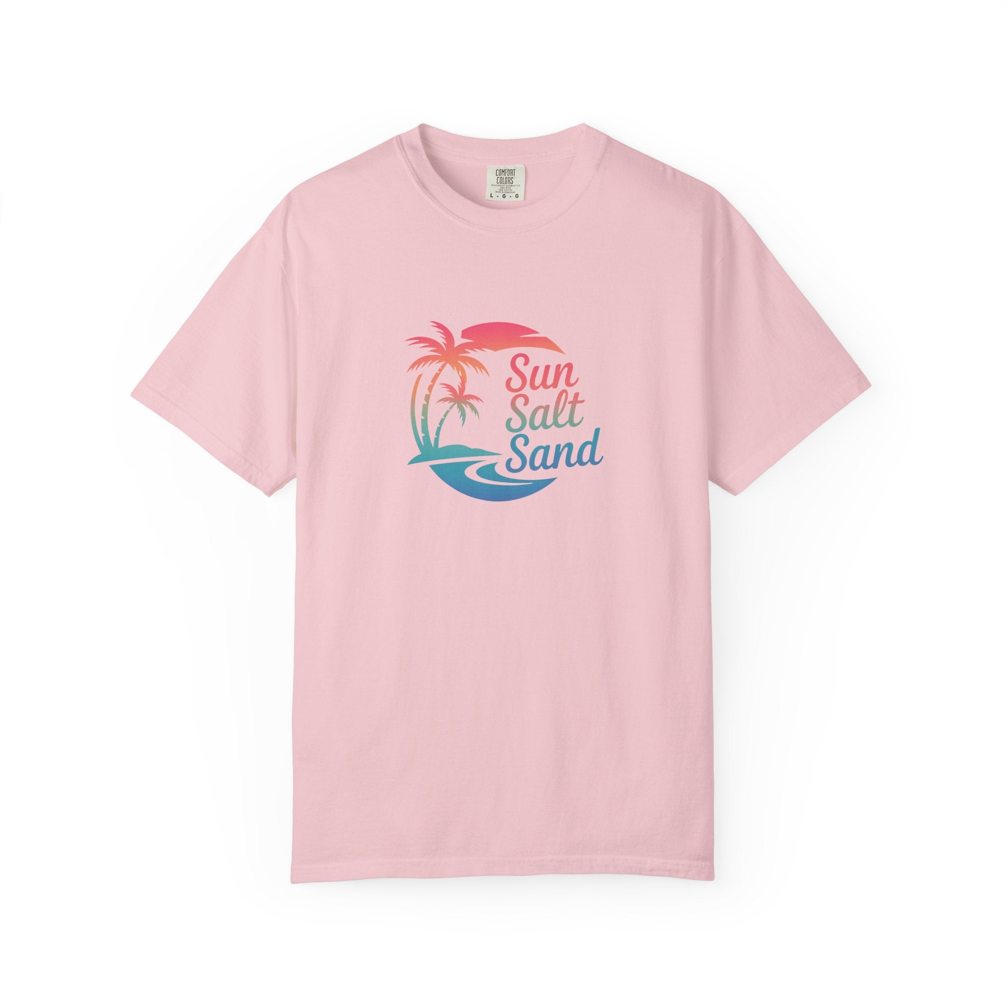Sun Salt Sand Beach T-Shirt — Tropical Palm & Wave Graphic Tee