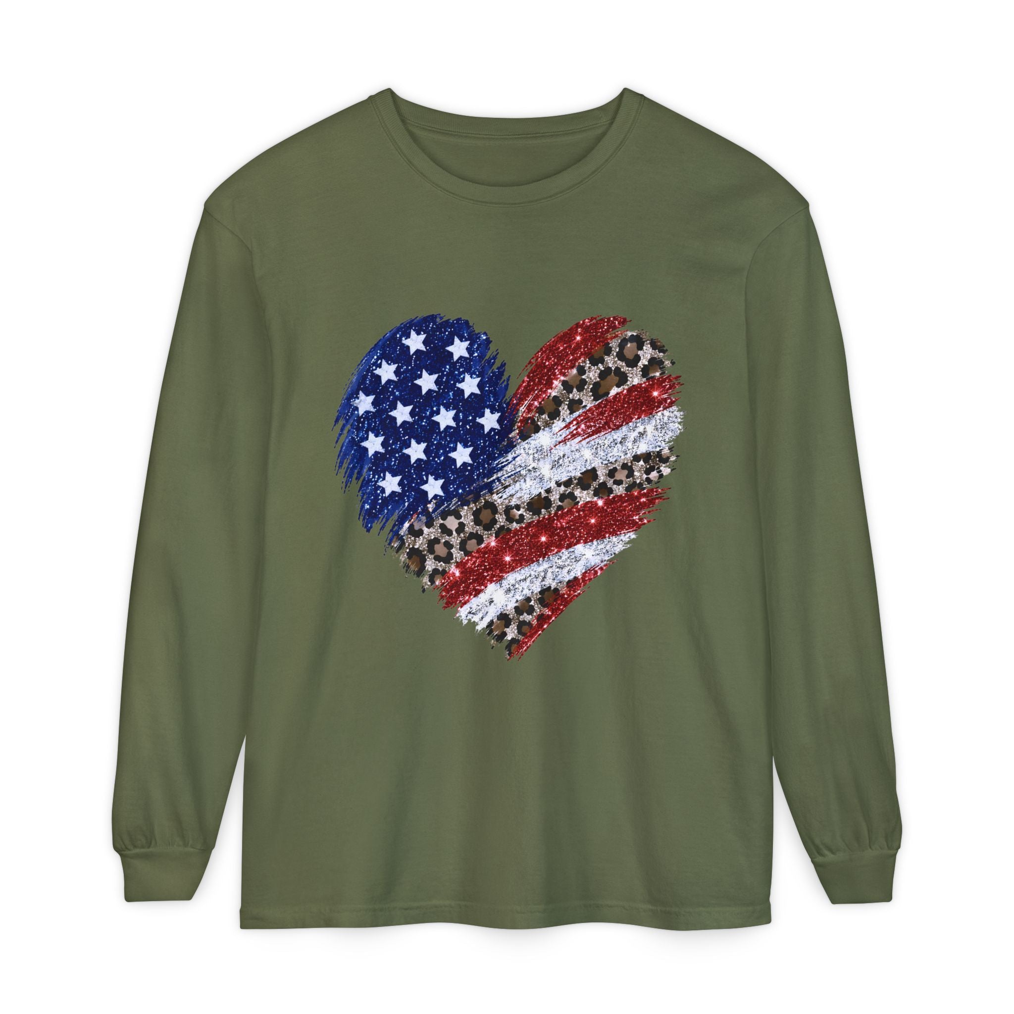 American Leopard Heart Long Sleeve Tee
