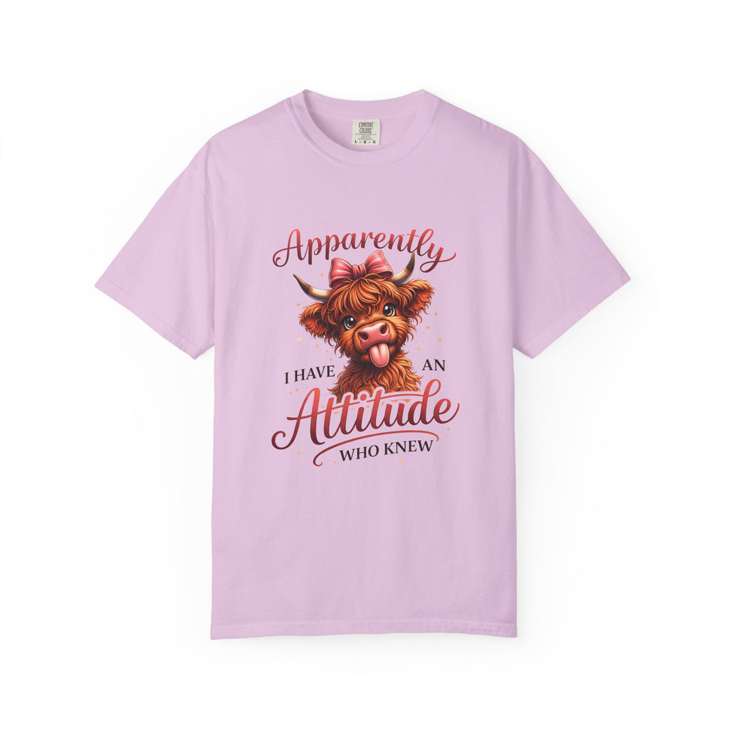 Attitude Cow T-Shirt — "Apparently I Have an Attitude, Who Knew" Cute Farm Animal Graphic Tee