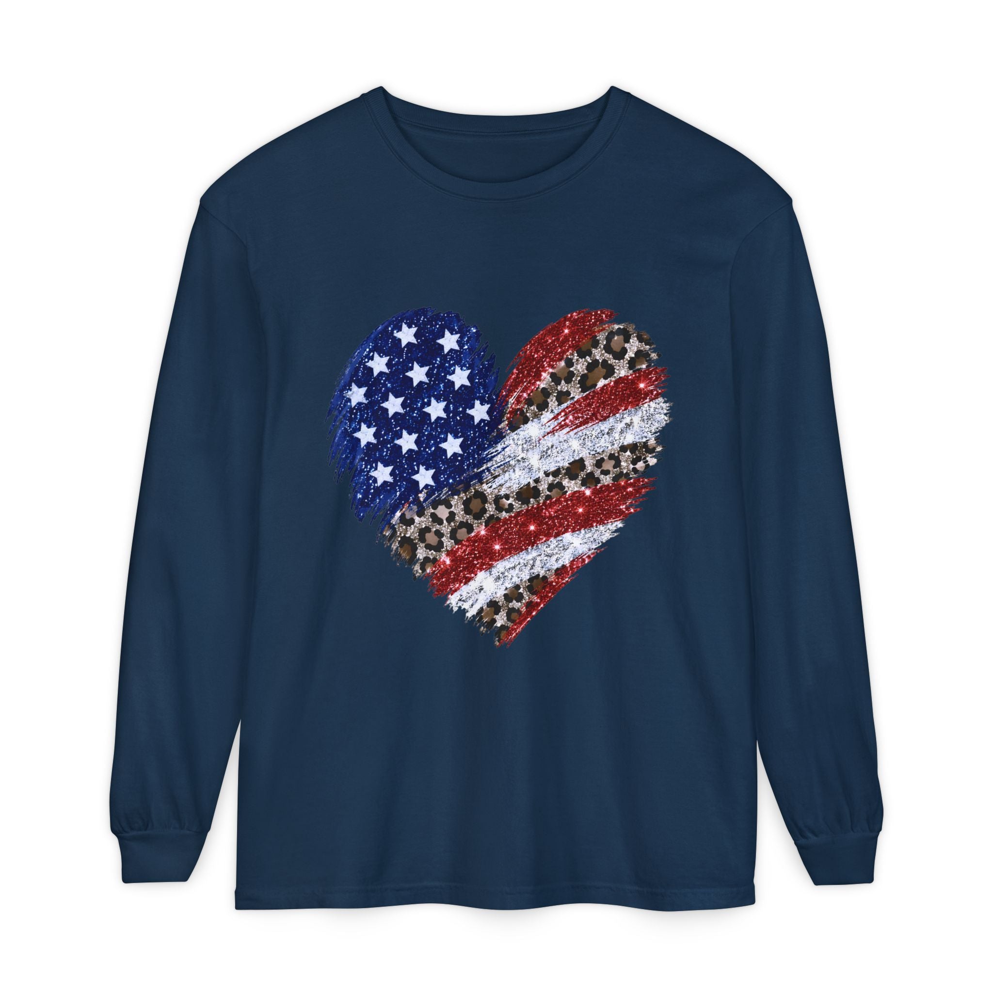 American Leopard Heart Long Sleeve Tee