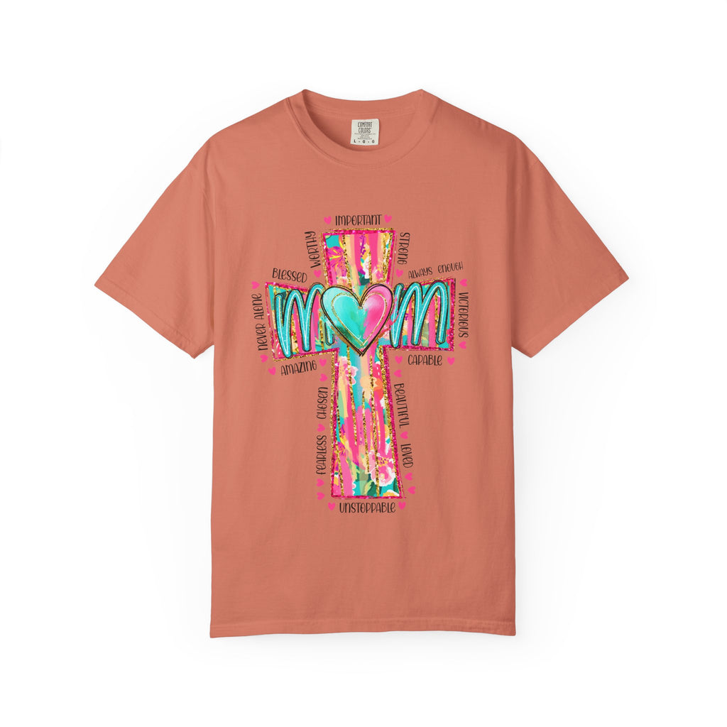 Mom Cross Heart T-Shirt — Colorful Spiritual Mother’s Day Tee