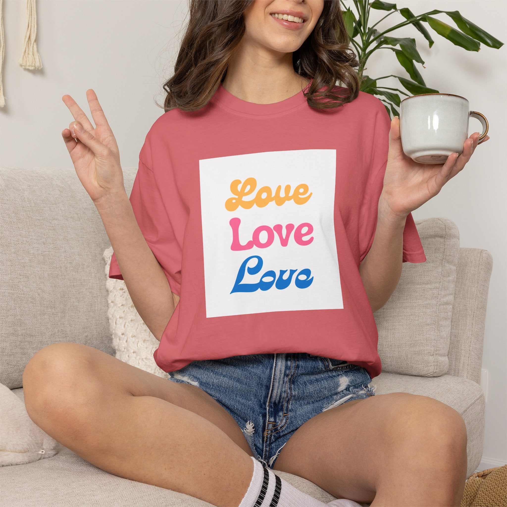 Love Love Love T-Shirt — Retro Colorblock Graphic Tee