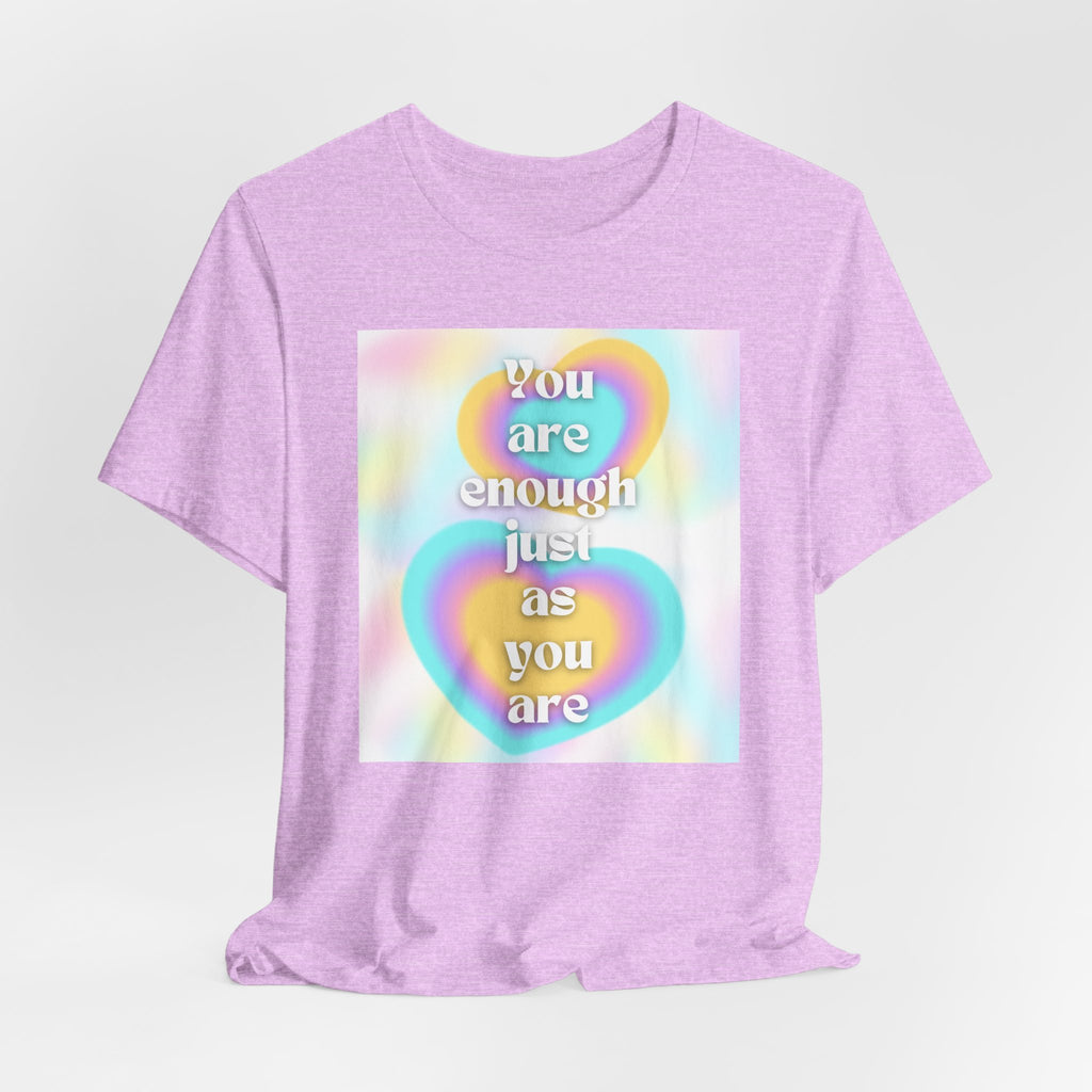 You Are Enough Pastel Heart Tee — Affirmation Graphic T-Shirt
