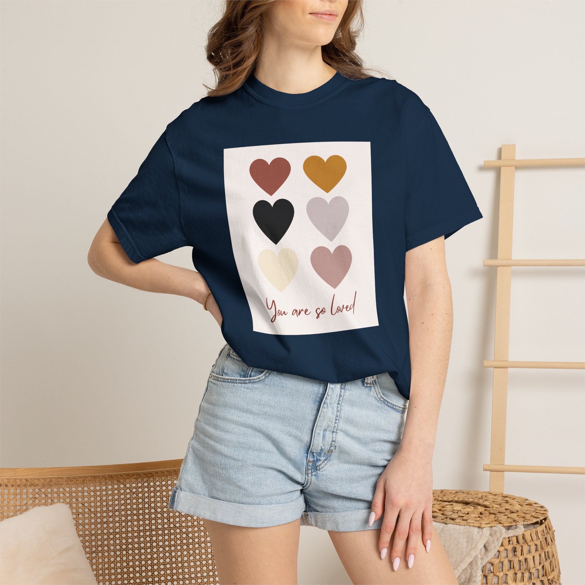 Heart Grid T‑Shirt — “You Are So Loved” Casual Graphic Tee