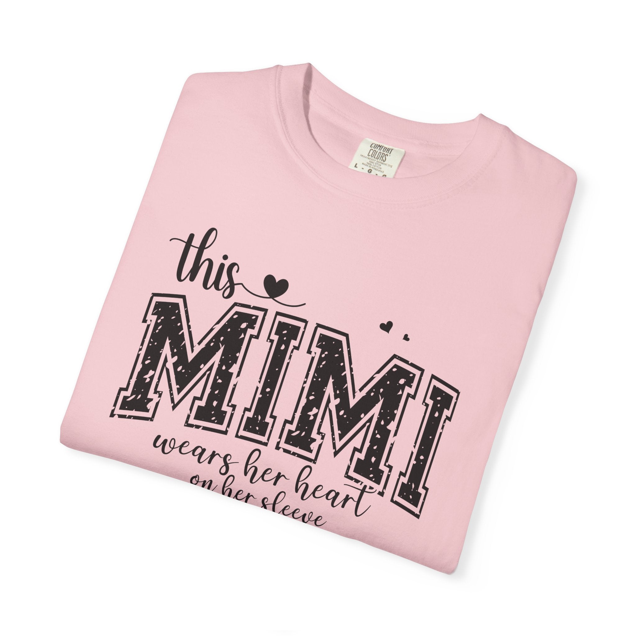 This Mimi T-Shirt — "This MIMI Wears Her Heart on Her Sleeve" Grandmother Gift Tee