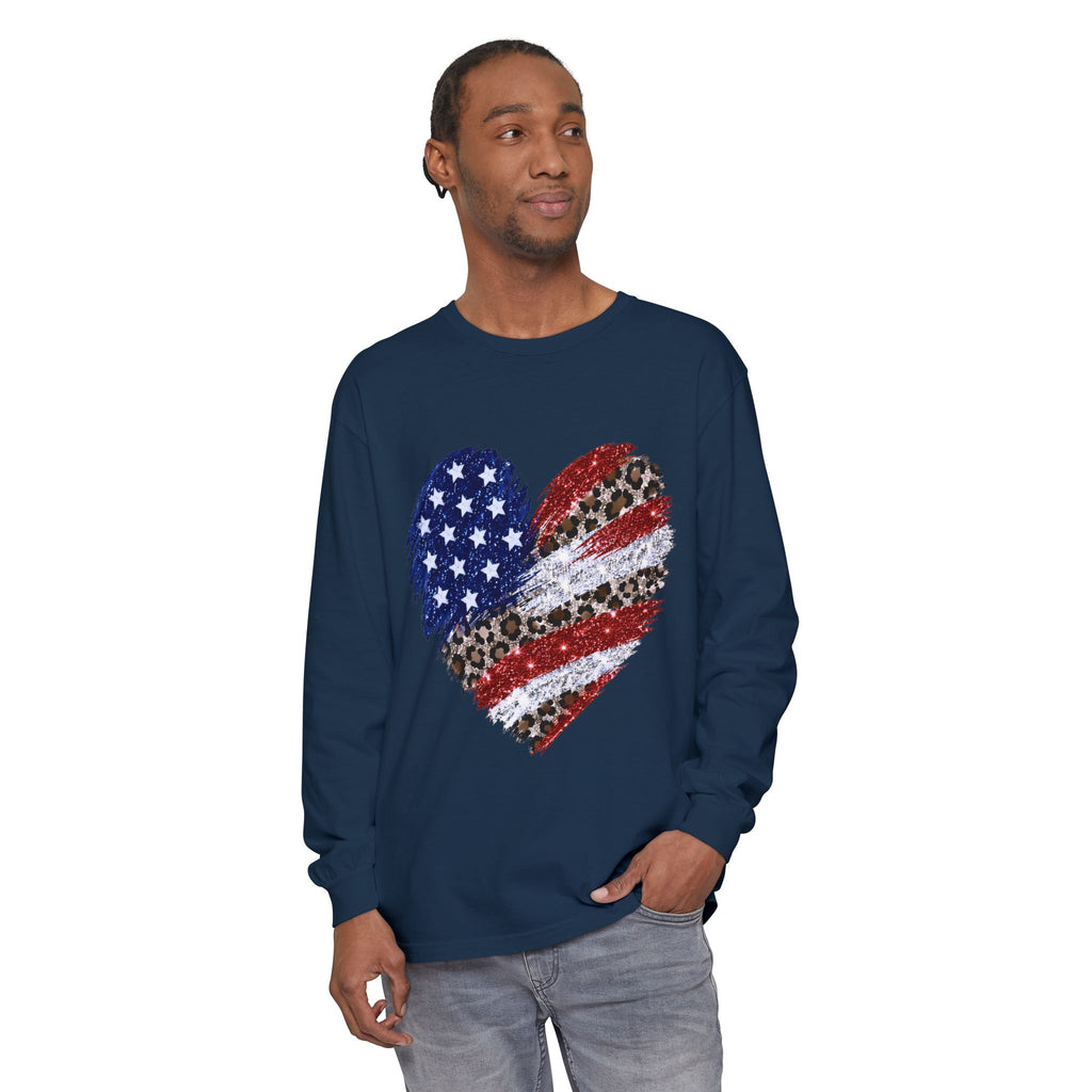 American Leopard Heart Long Sleeve Tee