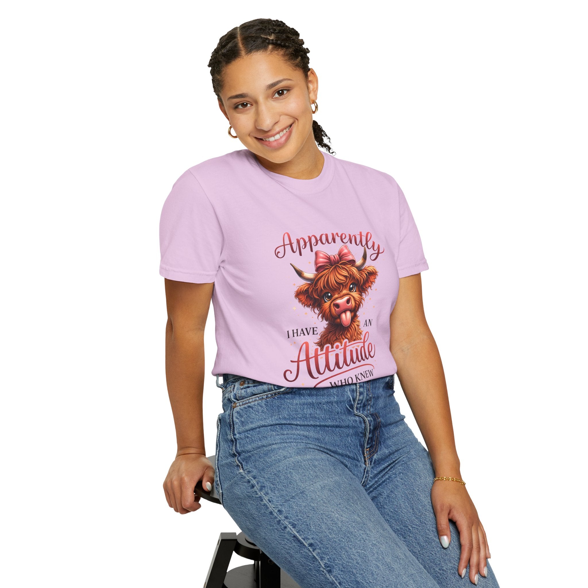 Attitude Cow T-Shirt — "Apparently I Have an Attitude, Who Knew" Cute Farm Animal Graphic Tee