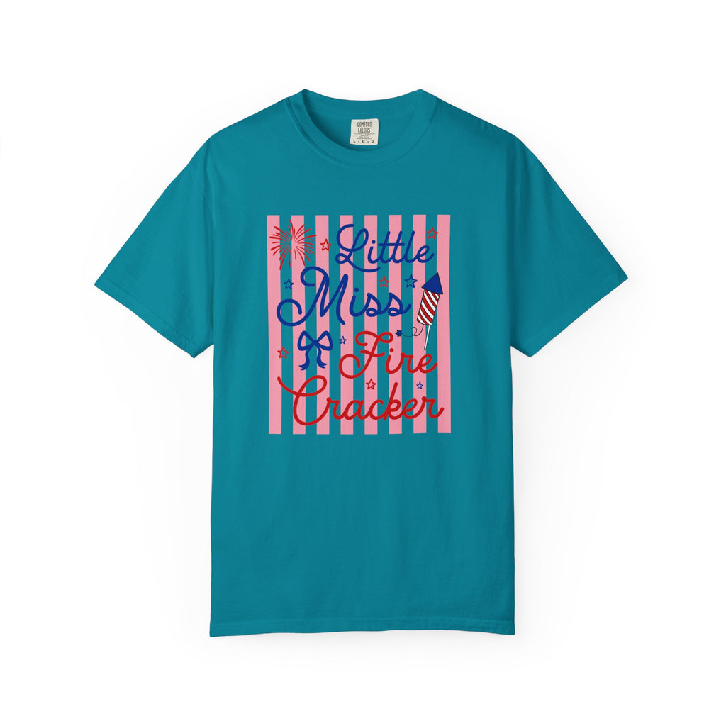 Little Miss Firecracker T-Shirt — Patriotic 4th of July Graphic Tee
