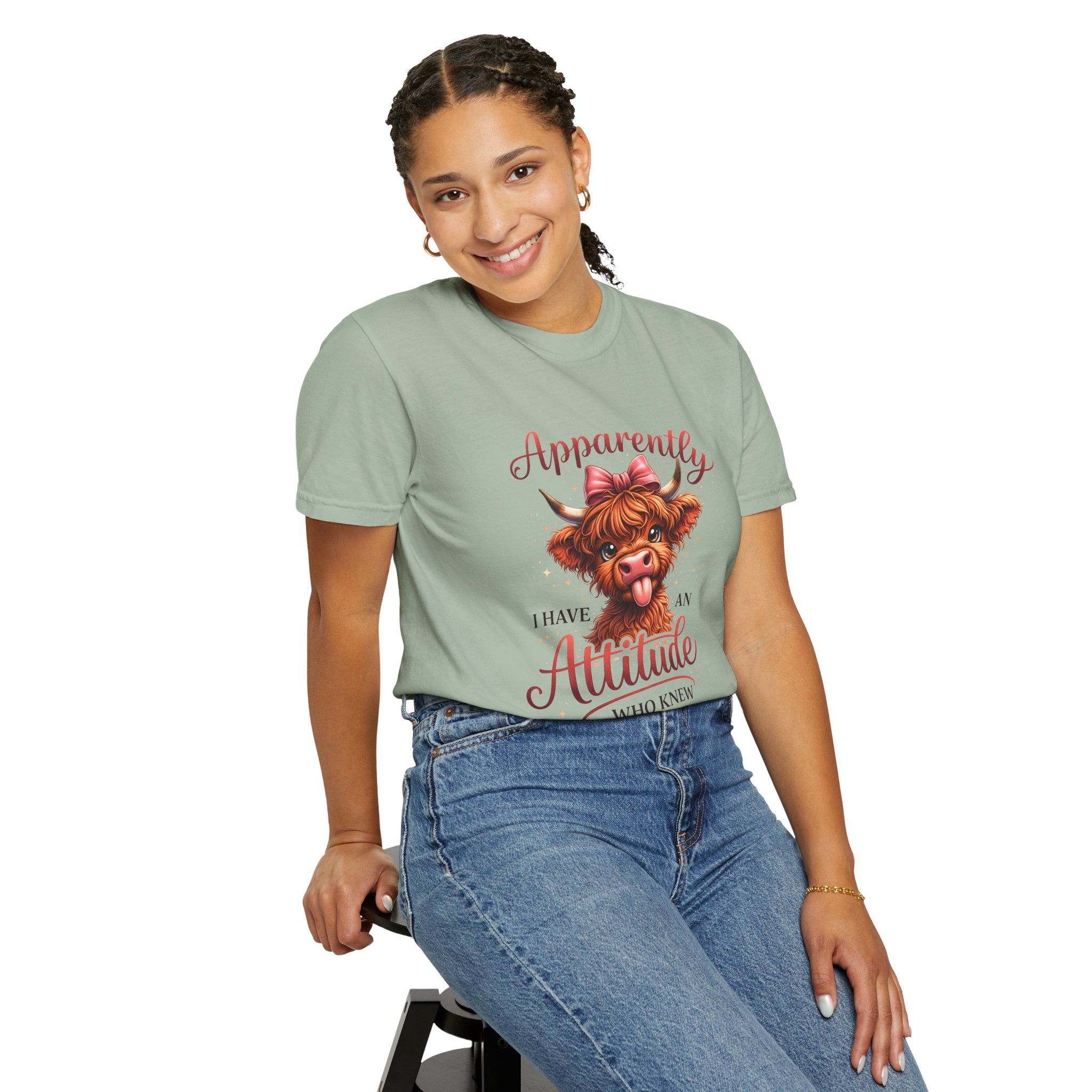 Attitude Cow T-Shirt — "Apparently I Have an Attitude, Who Knew" Cute Farm Animal Graphic Tee