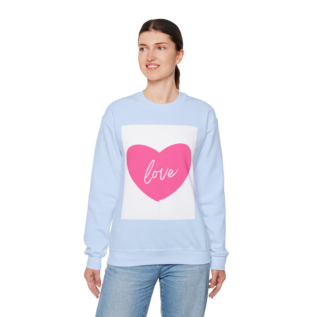 Love Heart Crewneck Sweatshirt – Pink Heart "love" Graphic