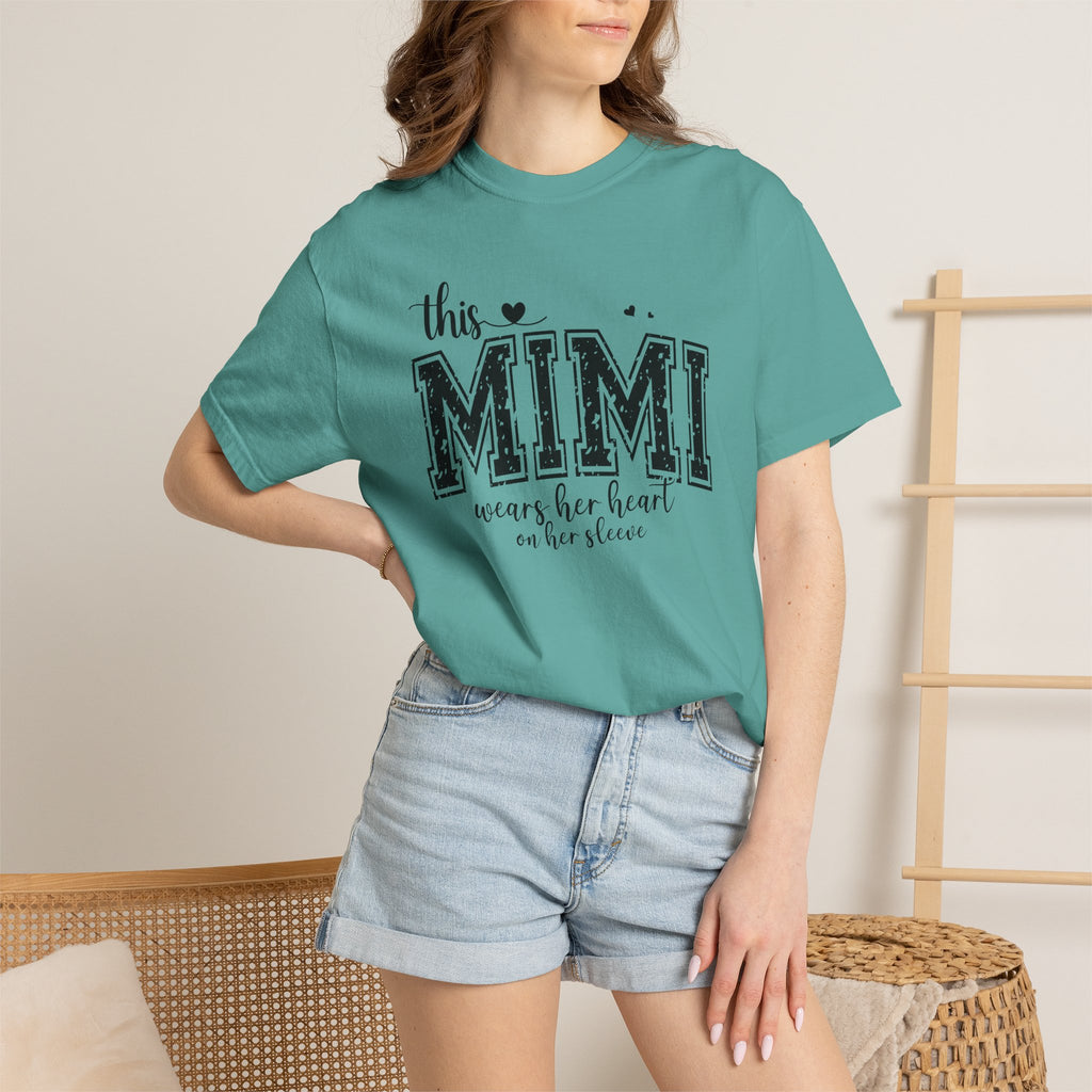 This Mimi T-Shirt — "This MIMI Wears Her Heart on Her Sleeve" Grandmother Gift Tee