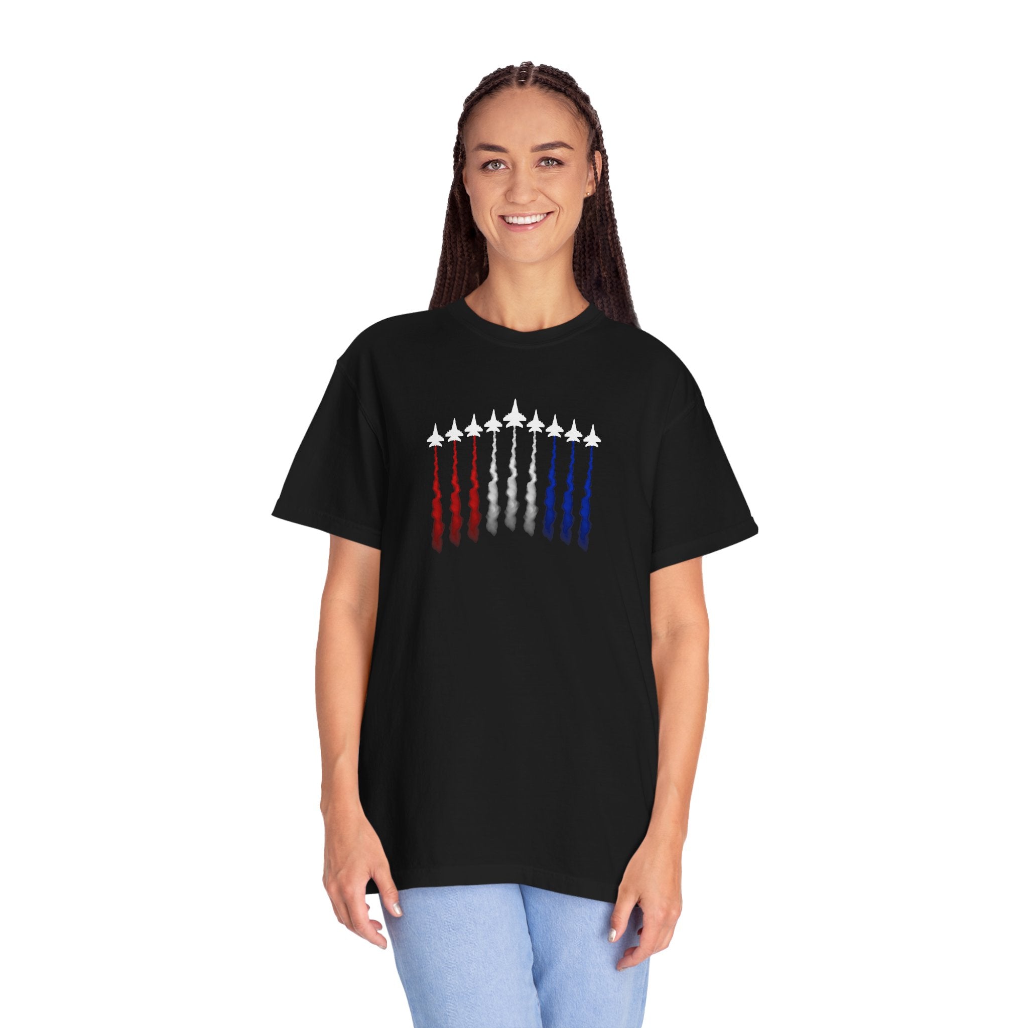 Patriotic Fighter Jets Tee | Red White Blue Jet Trails T-shirt