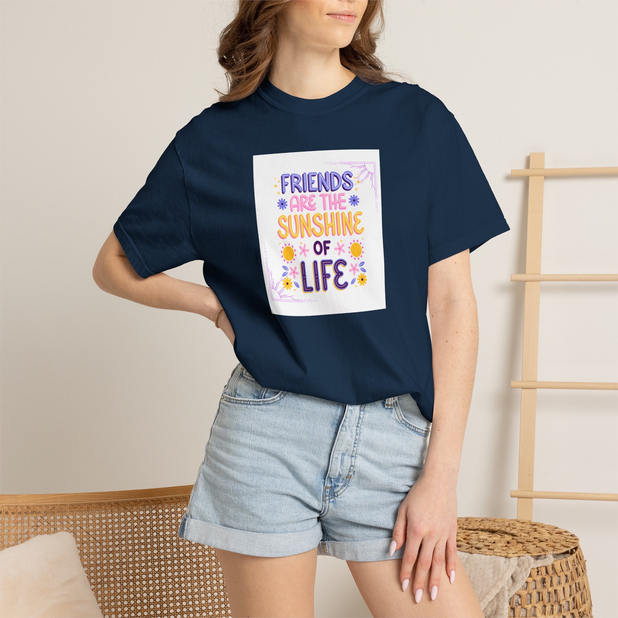 T-Shirt — "Friends Are the Sunshine of Life" Floral Graphic Tee