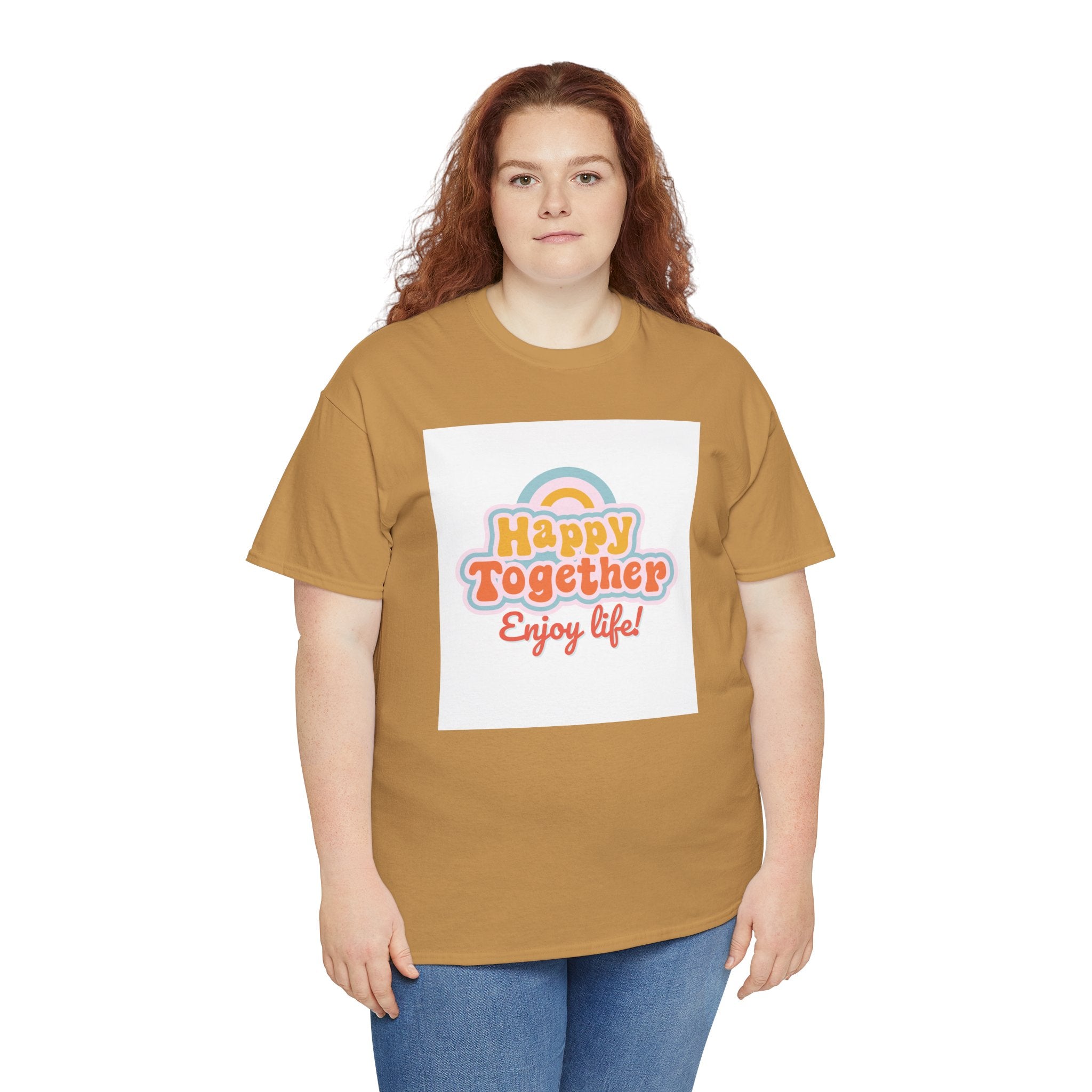 Happy Together Tee — "Enjoy Life!" Retro Rainbow Graphic T‑Shirt
