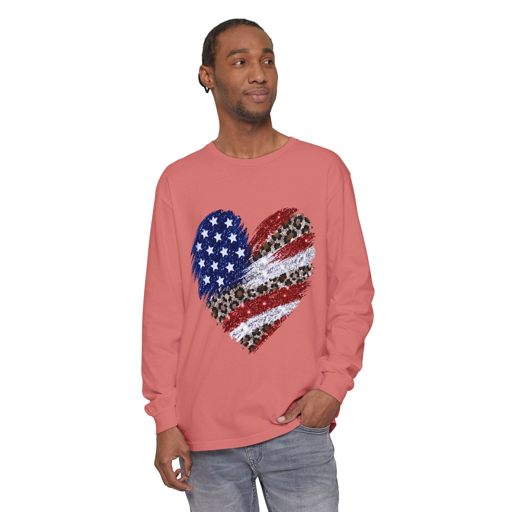 American Leopard Heart Long Sleeve Tee