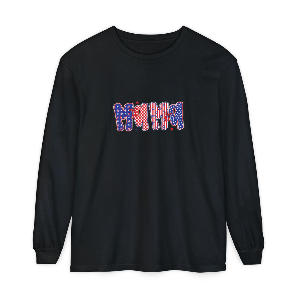 Patriotic 'MOM' Heart Long Sleeve Tee
