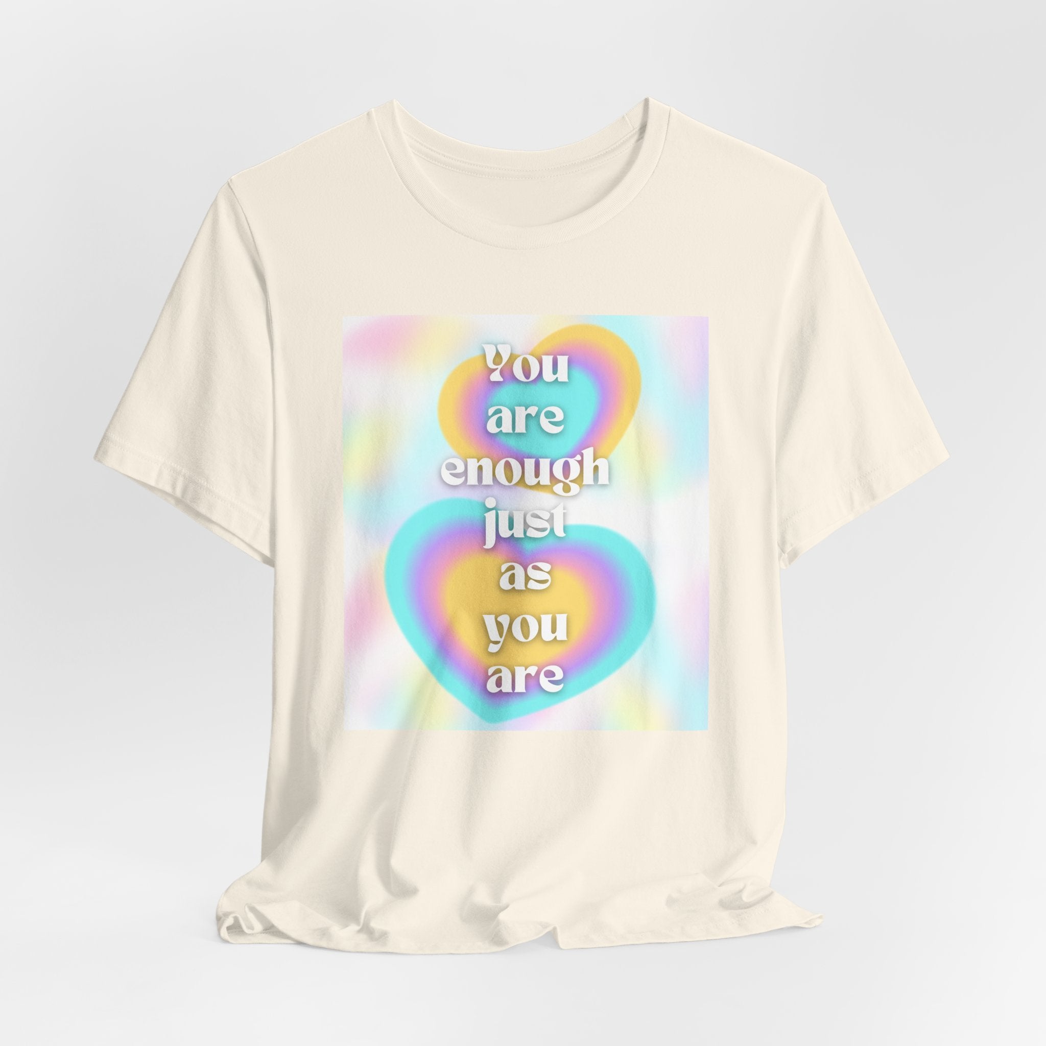 You Are Enough Pastel Heart Tee — Affirmation Graphic T-Shirt