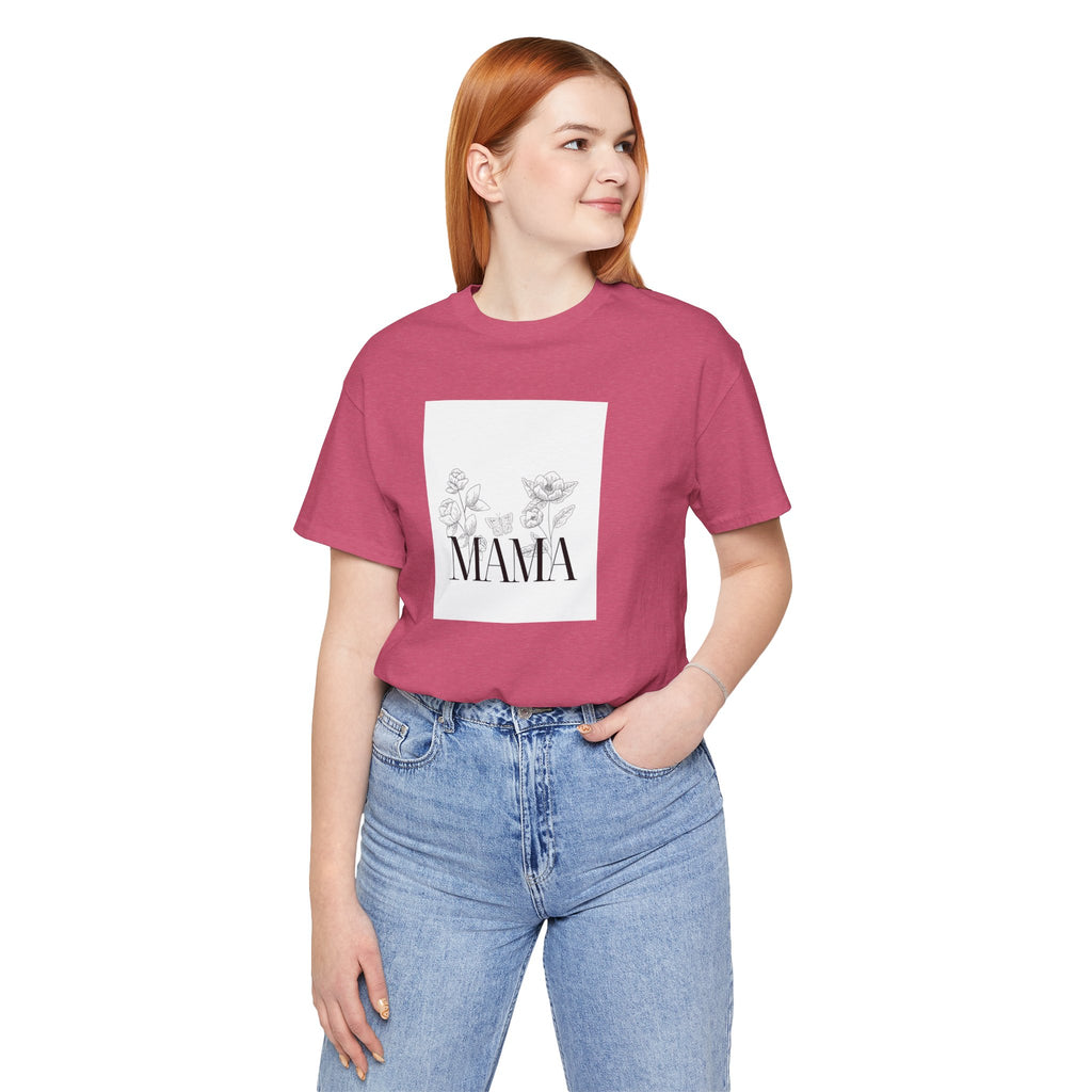 Mama Floral T‑Shirt — Minimalist "MAMA" Tee with Delicate Roses (Mother’s Day Gift)