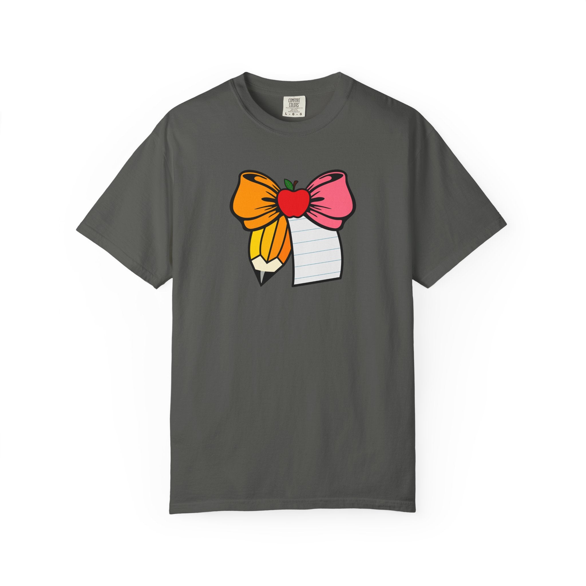 Teacher Apple & Pencil Bow T-Shirt — Back-to-School Gift for Educators