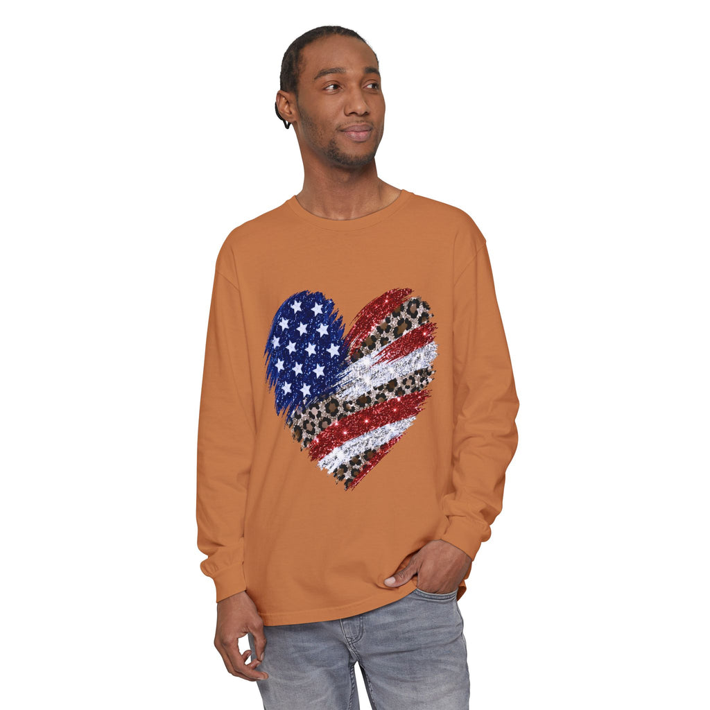 American Leopard Heart Long Sleeve Tee