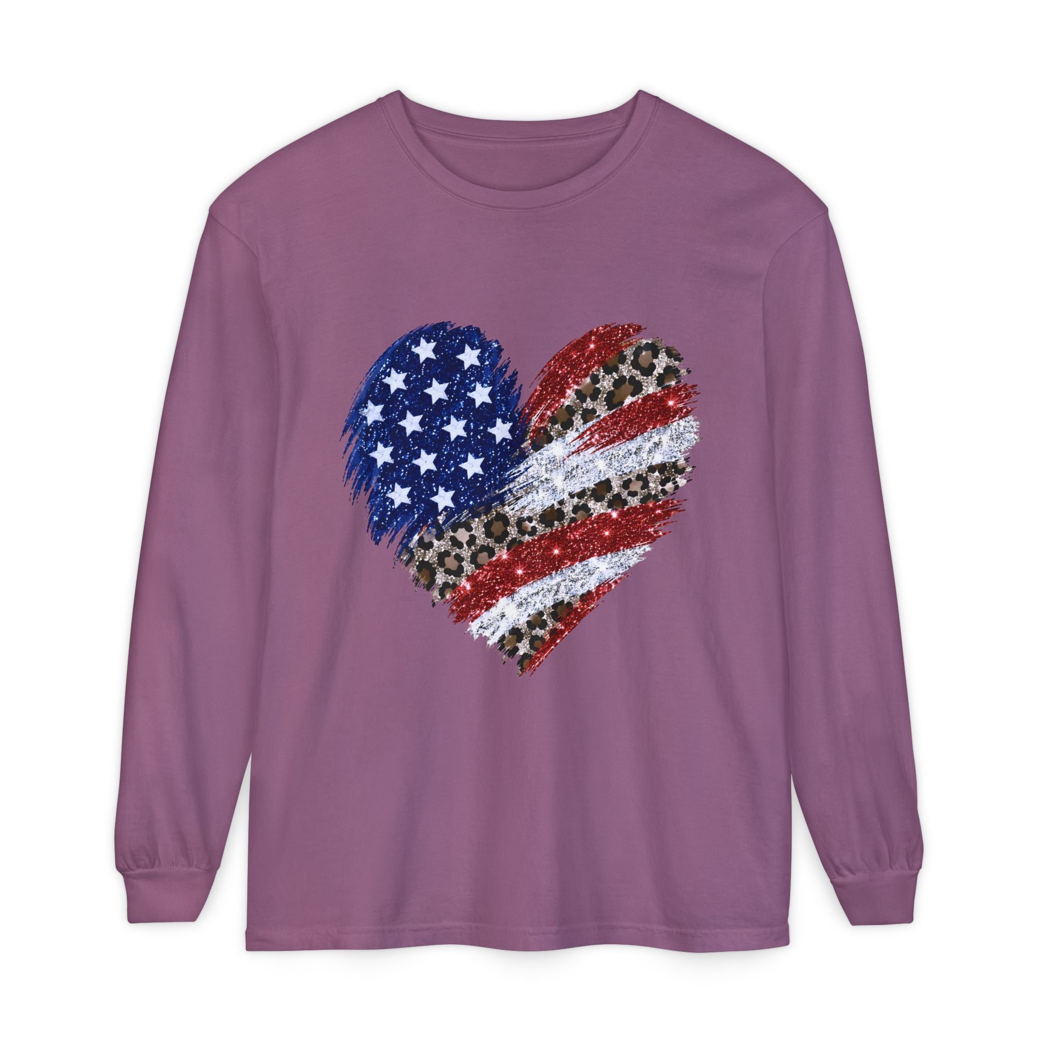American Leopard Heart Long Sleeve Tee