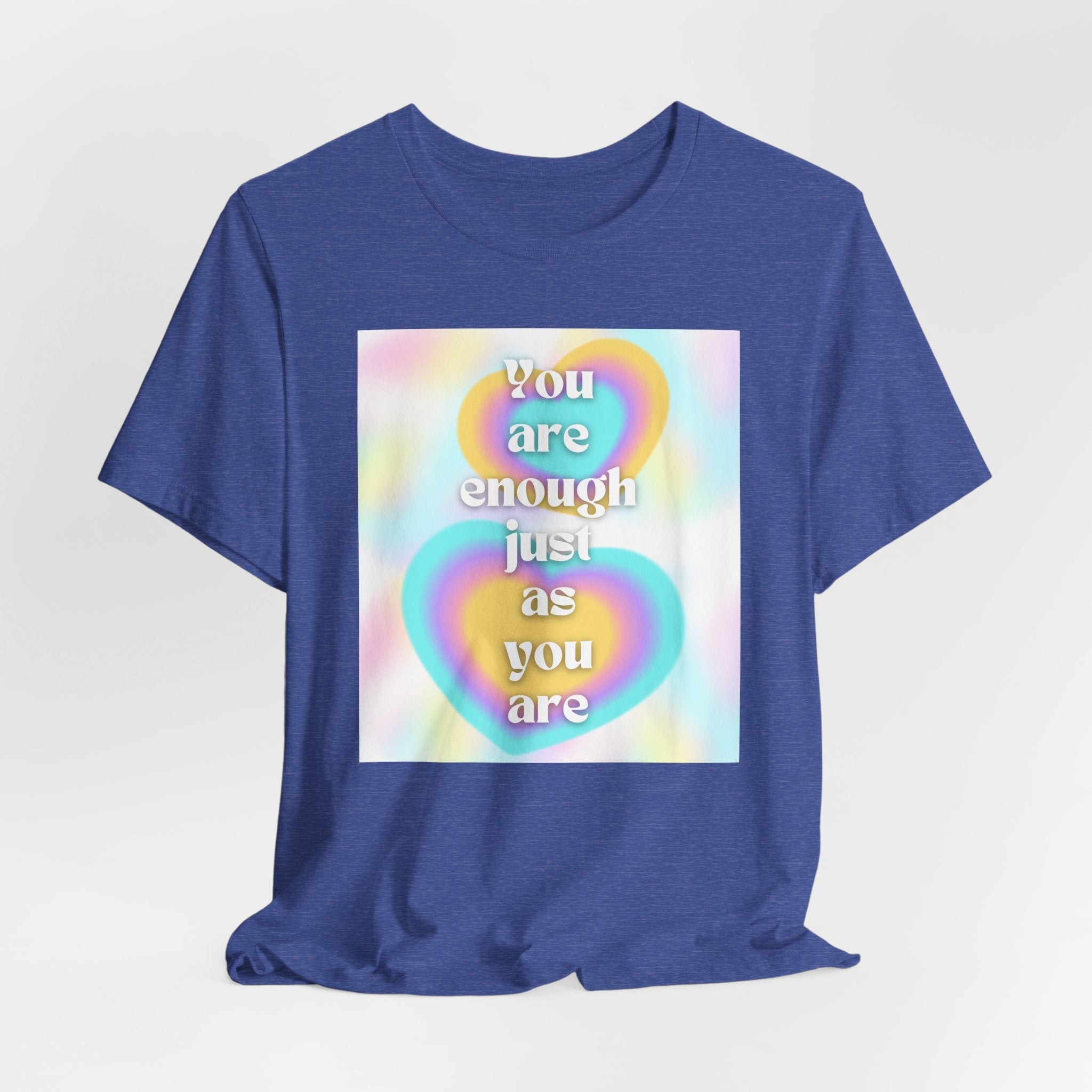 You Are Enough Pastel Heart Tee — Affirmation Graphic T-Shirt