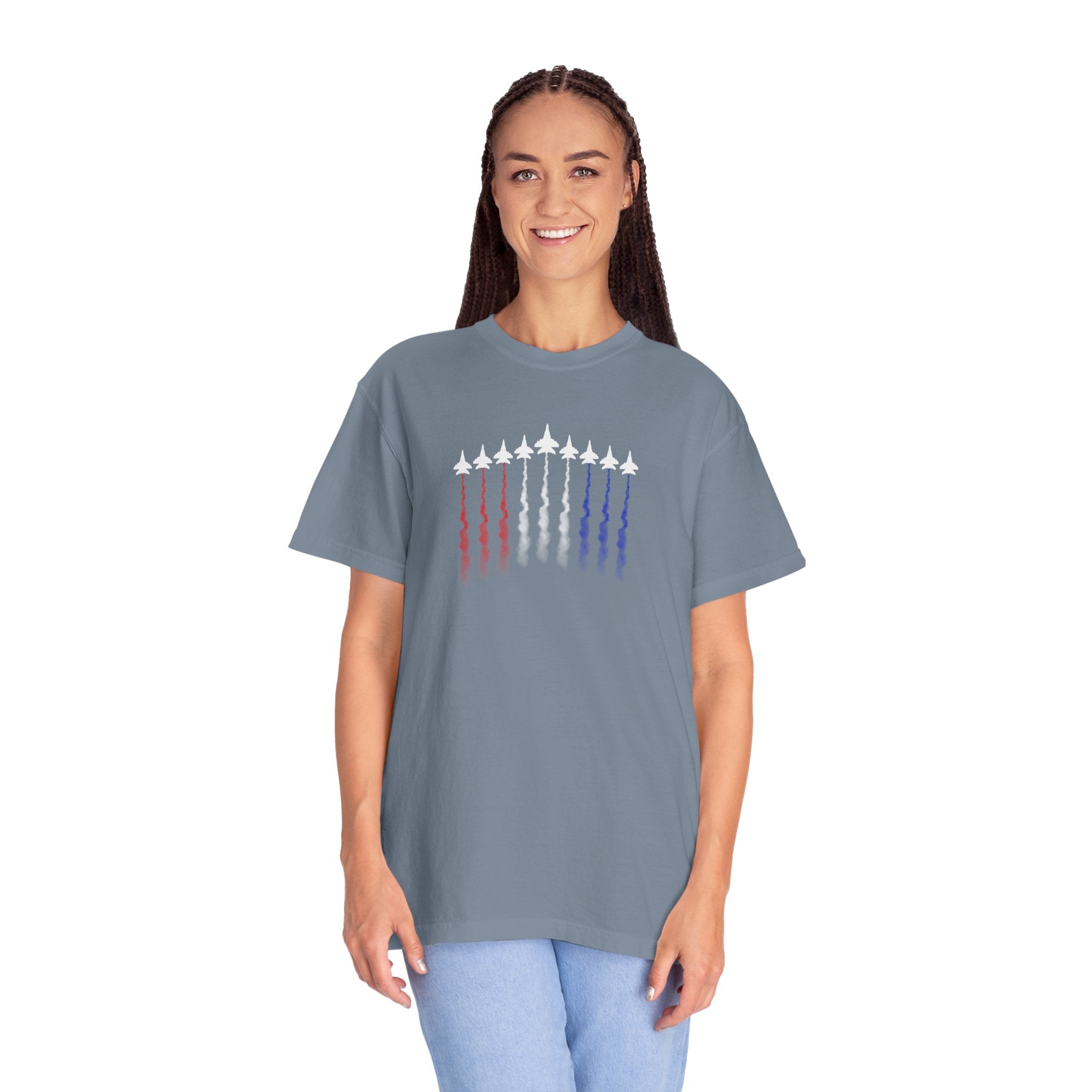 Patriotic Fighter Jets Tee | Red White Blue Jet Trails T-shirt