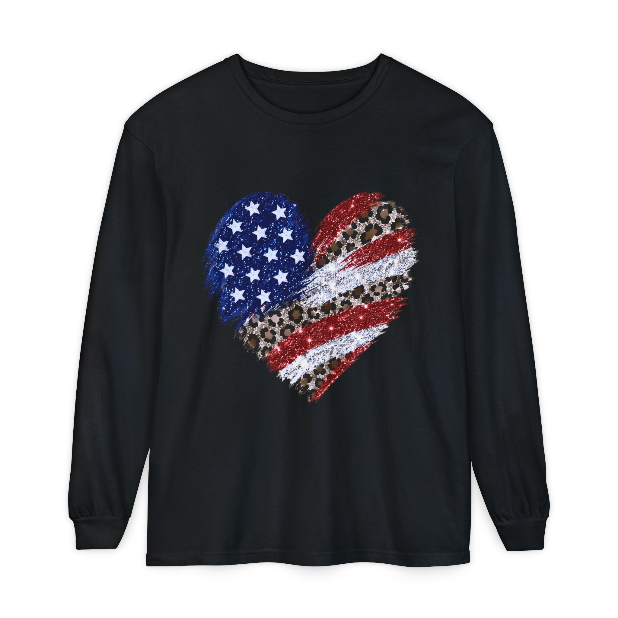 American Leopard Heart Long Sleeve Tee