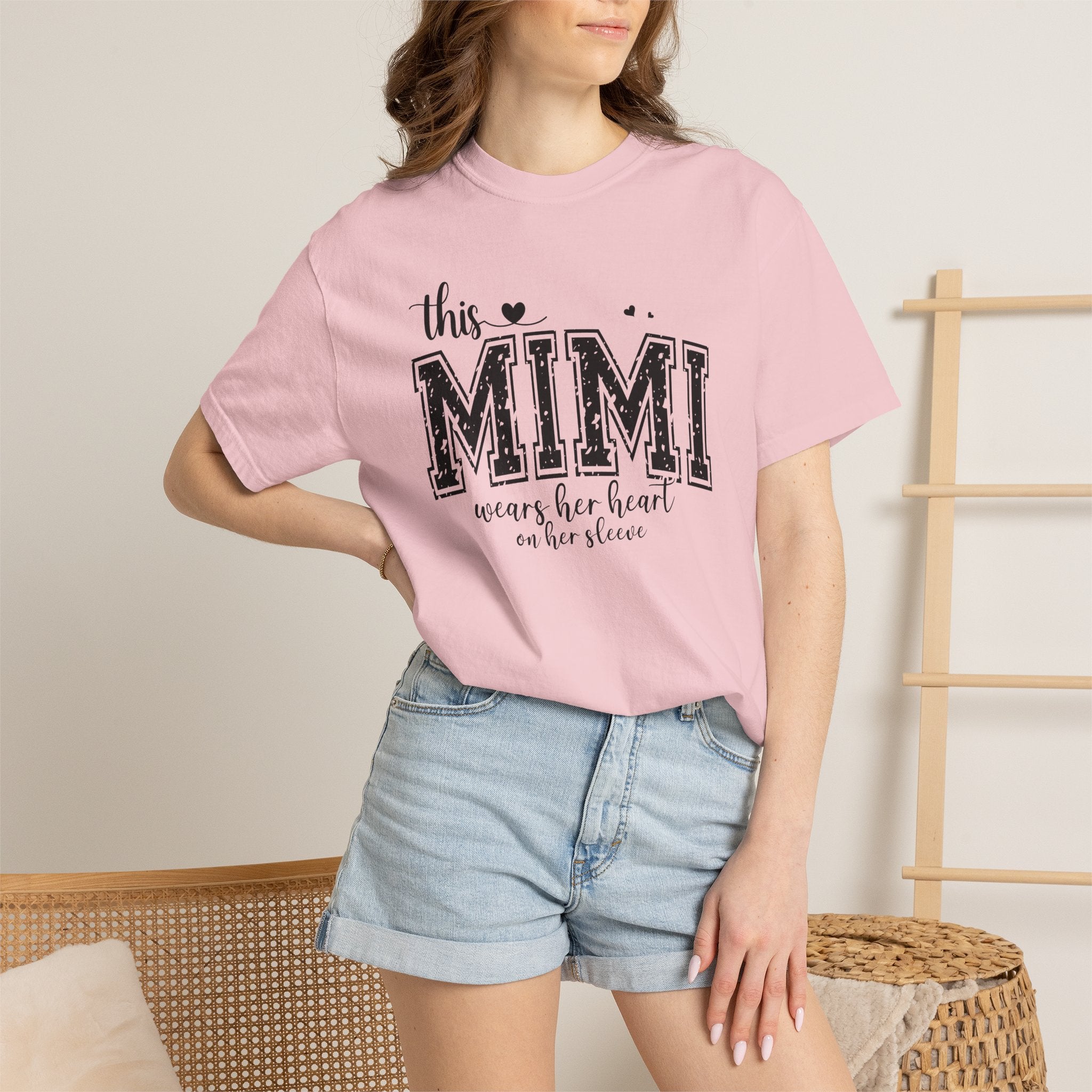 This Mimi T-Shirt — "This MIMI Wears Her Heart on Her Sleeve" Grandmother Gift Tee