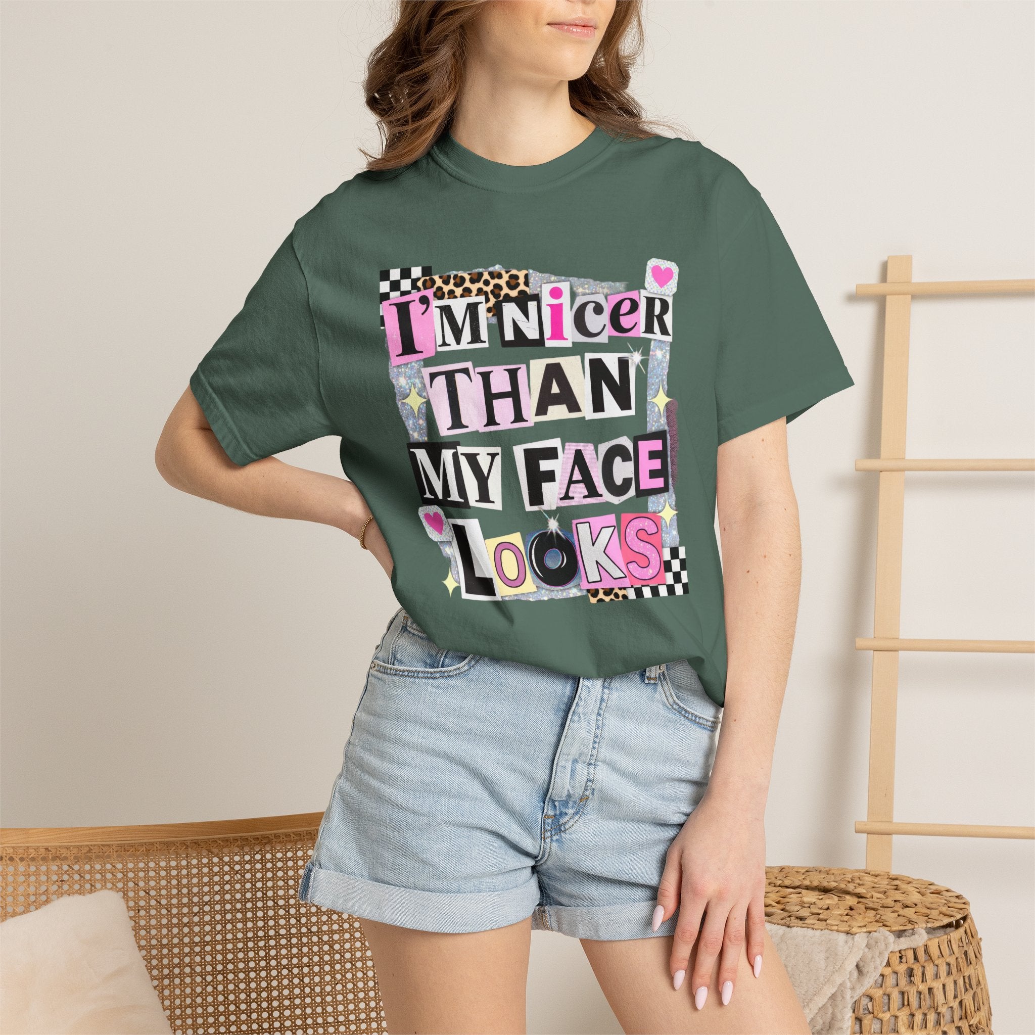 I'm Nicer Than My Face Looks T-Shirt — Funny Graphic Tee for Sarcastic Humor