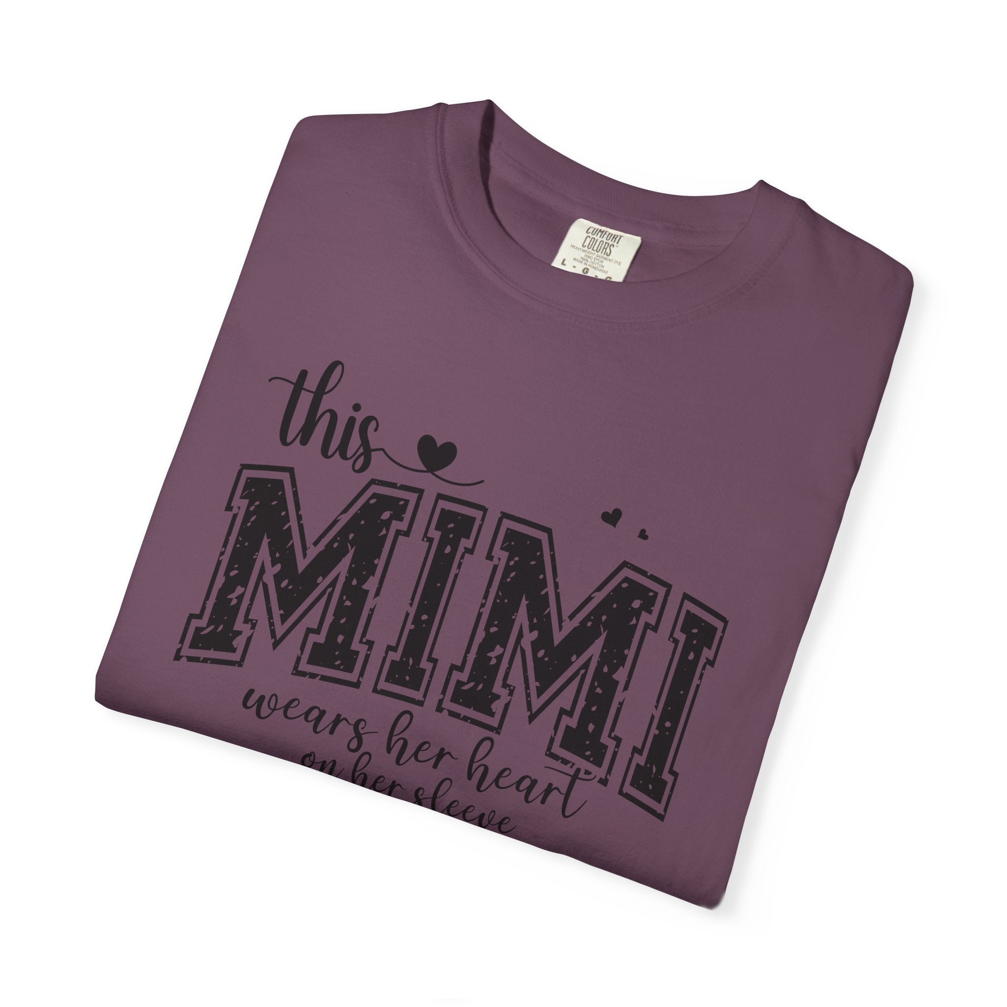 This Mimi T-Shirt — "This MIMI Wears Her Heart on Her Sleeve" Grandmother Gift Tee