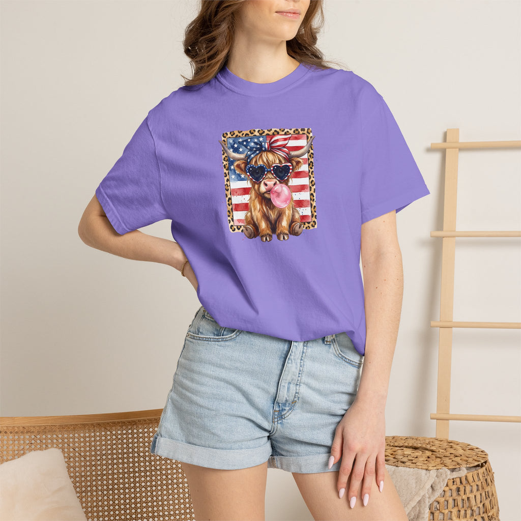 Patriotic Yorkie Puppy American Flag T-Shirt | Leopard Frame