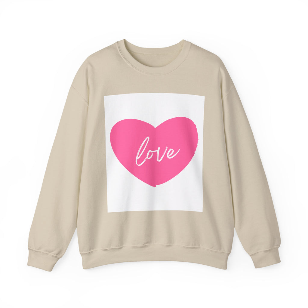 Love Heart Crewneck Sweatshirt – Pink Heart "love" Graphic