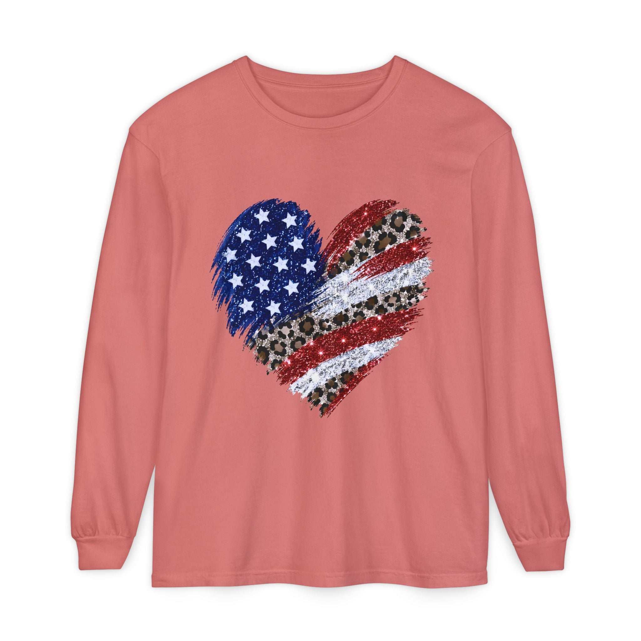 American Leopard Heart Long Sleeve Tee