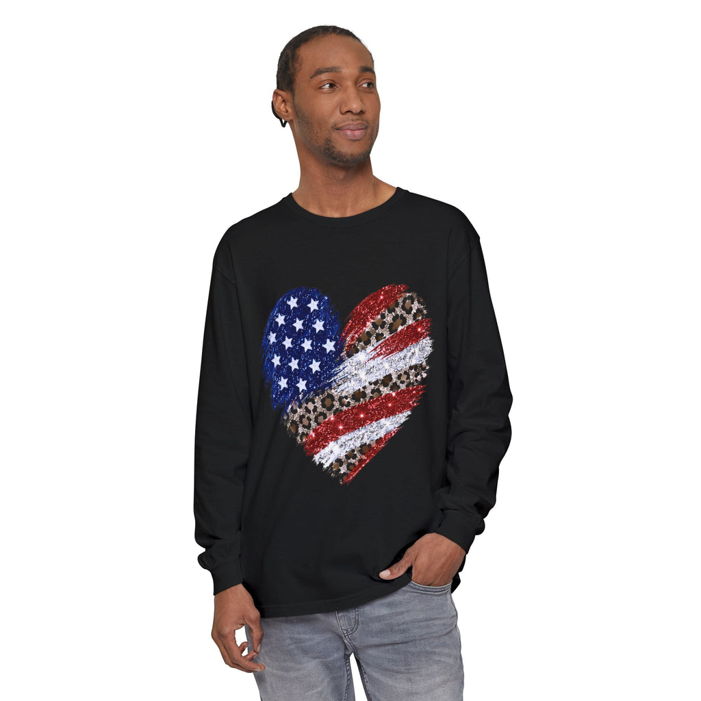 American Leopard Heart Long Sleeve Tee
