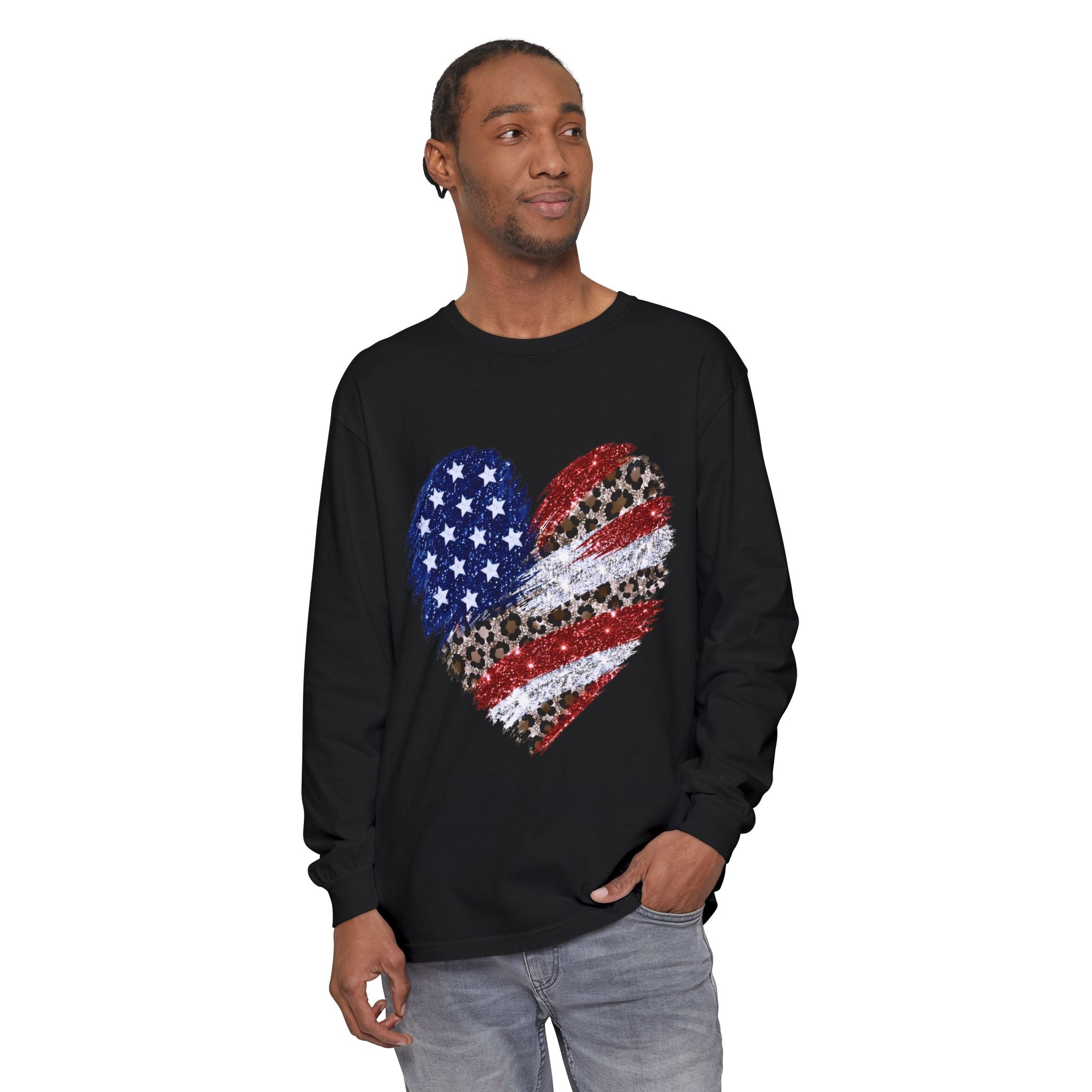 American Leopard Heart Long Sleeve Tee