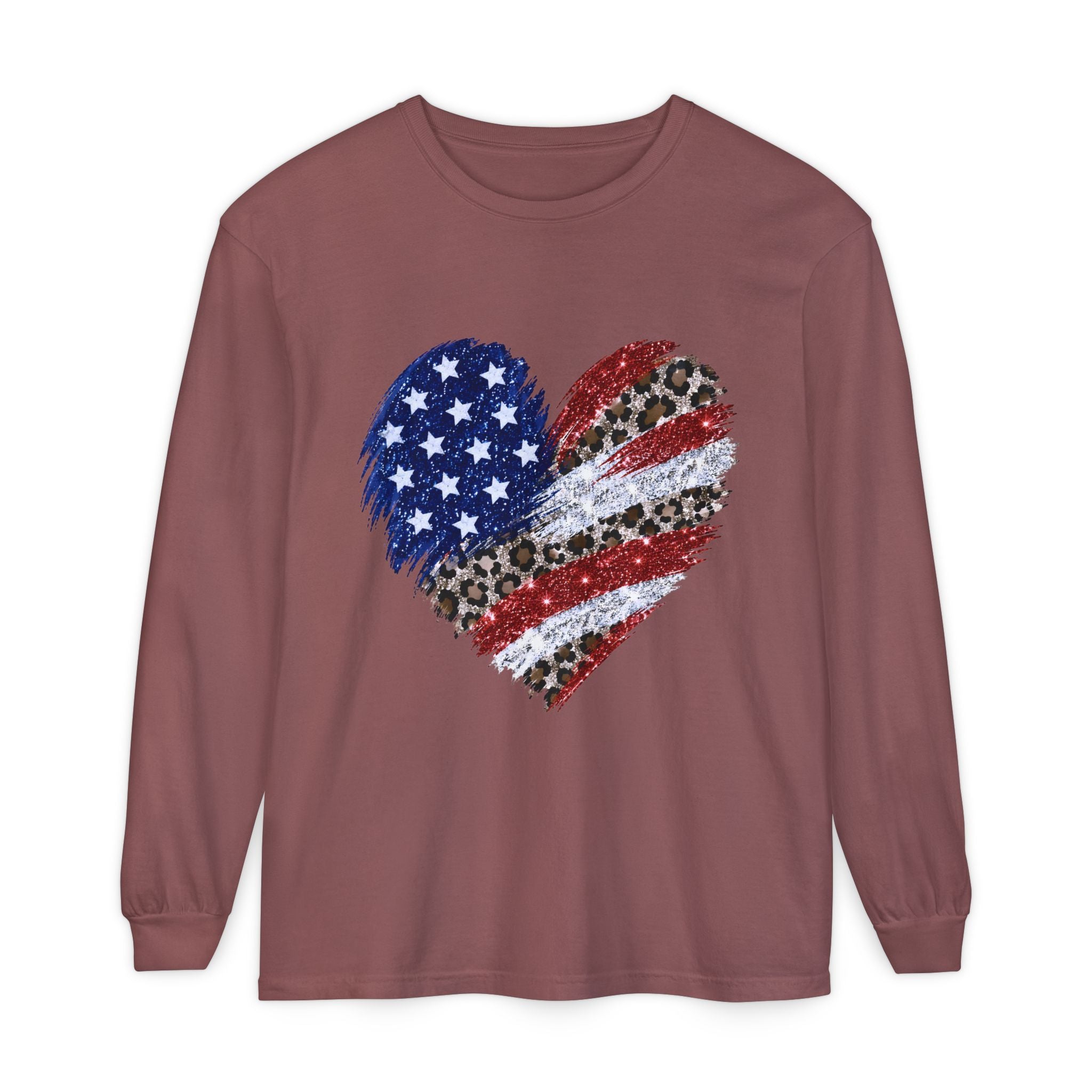 American Leopard Heart Long Sleeve Tee