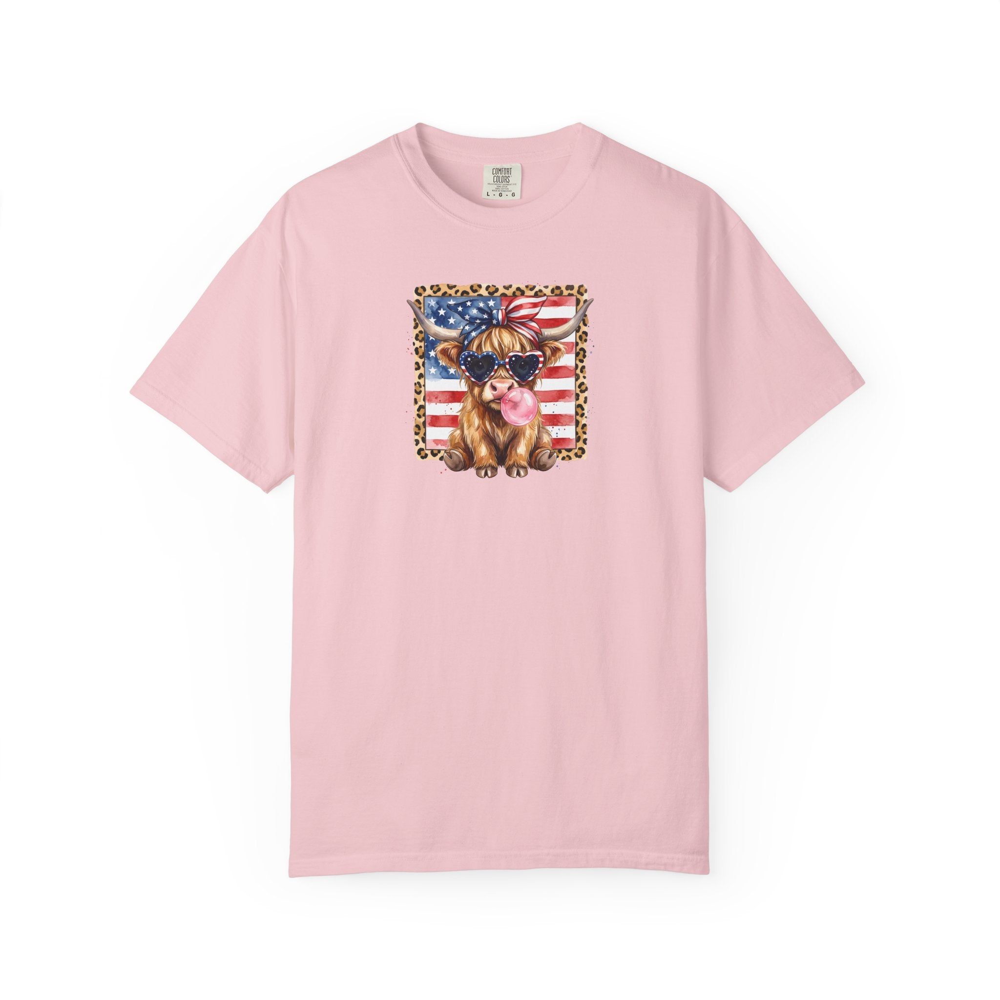 Patriotic Yorkie Puppy American Flag T-Shirt | Leopard Frame