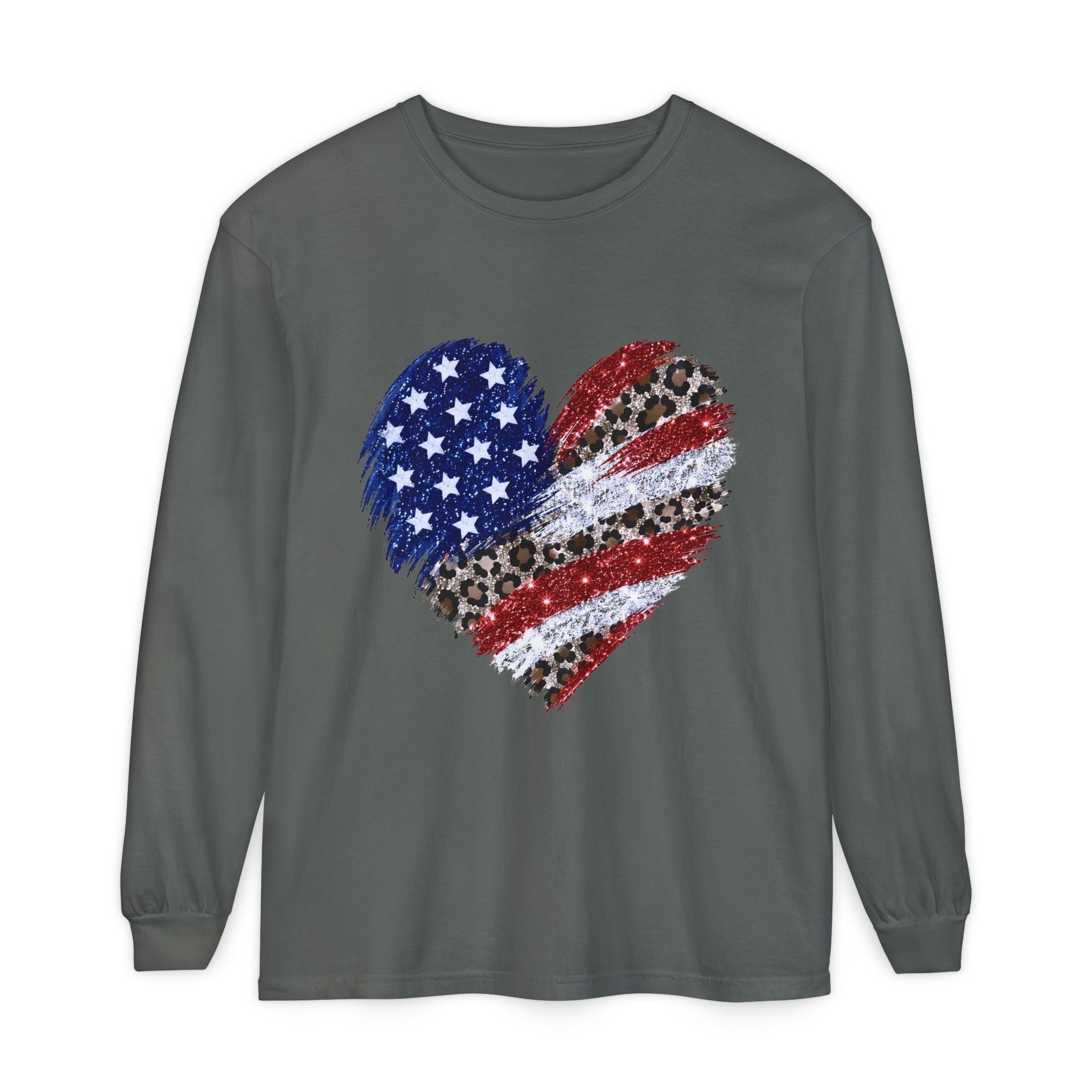American Leopard Heart Long Sleeve Tee